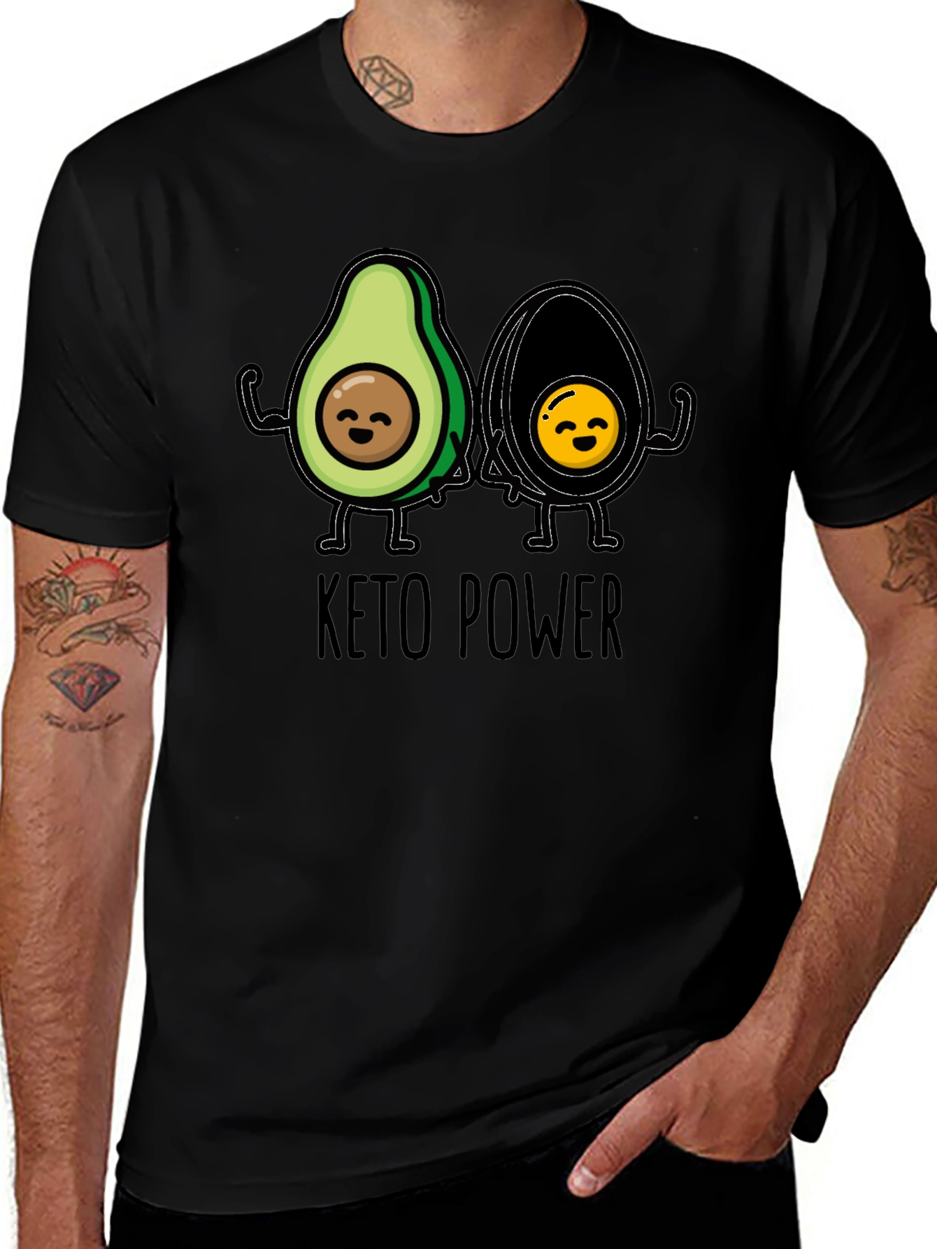 Keto Power Avocado Graphic Black T-Shirt