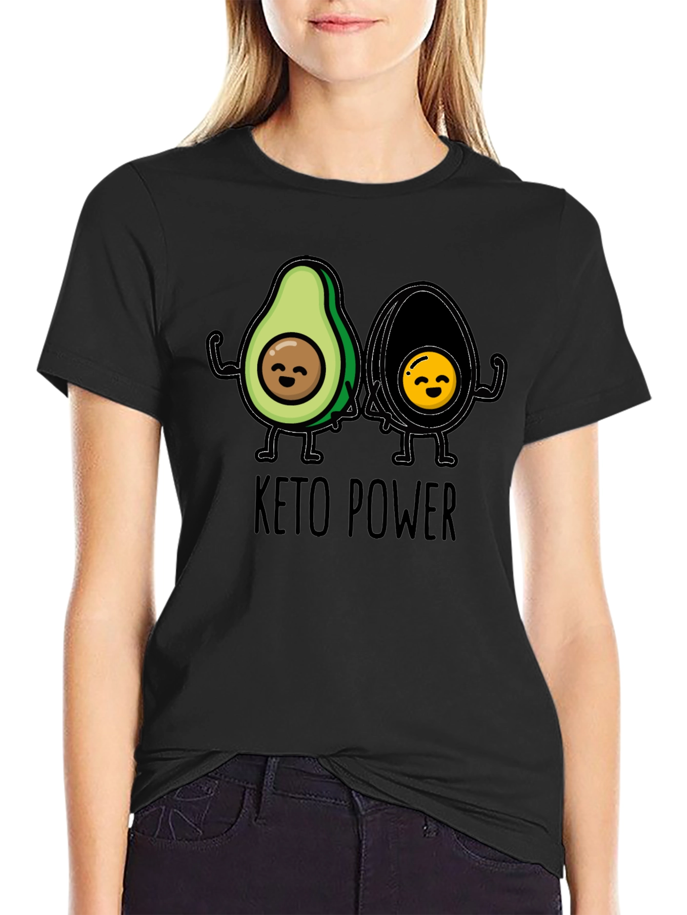 Keto Power Avocado Graphic Black T-Shirt