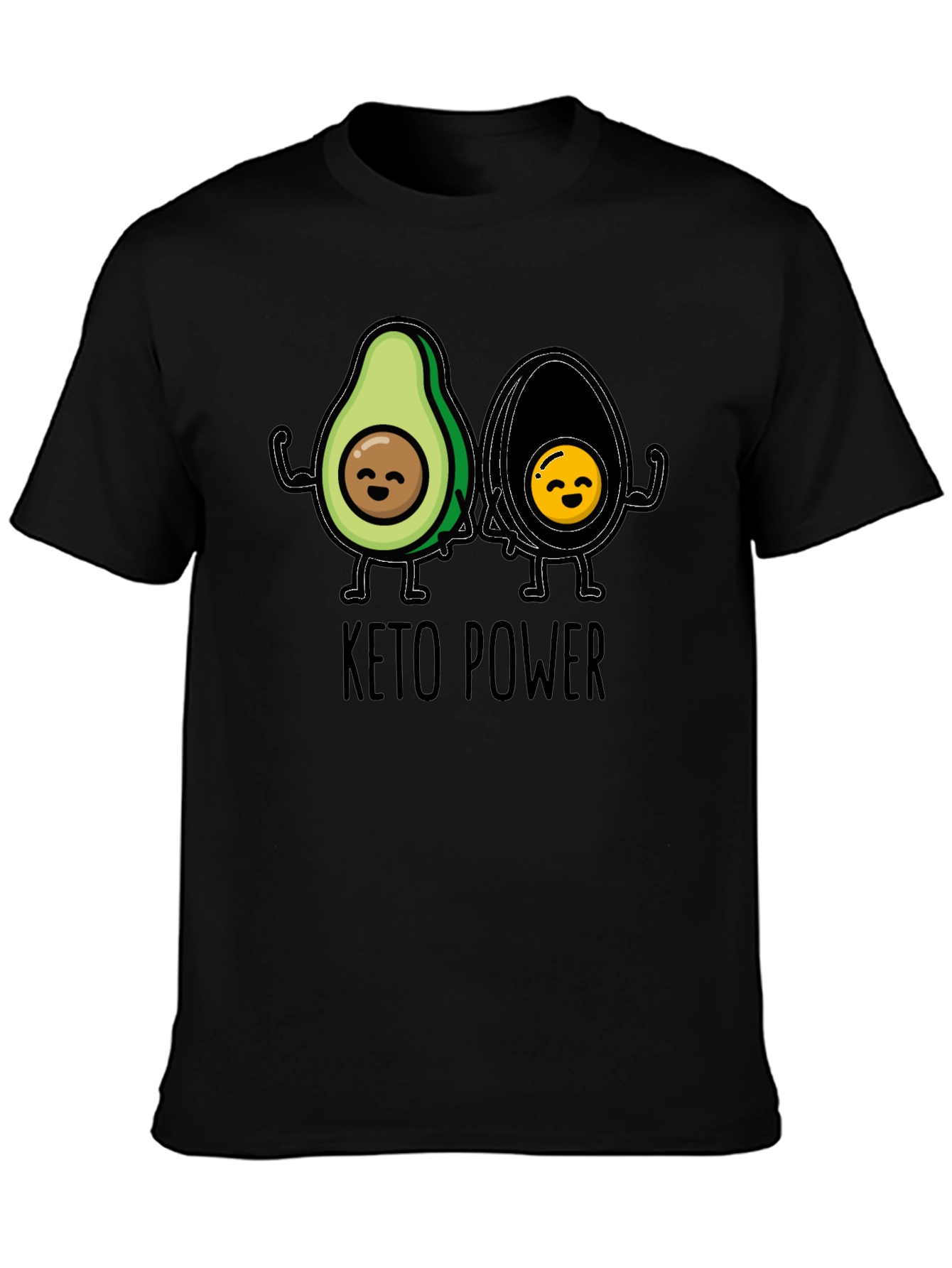 Keto Power Avocado Graphic Black T-Shirt
