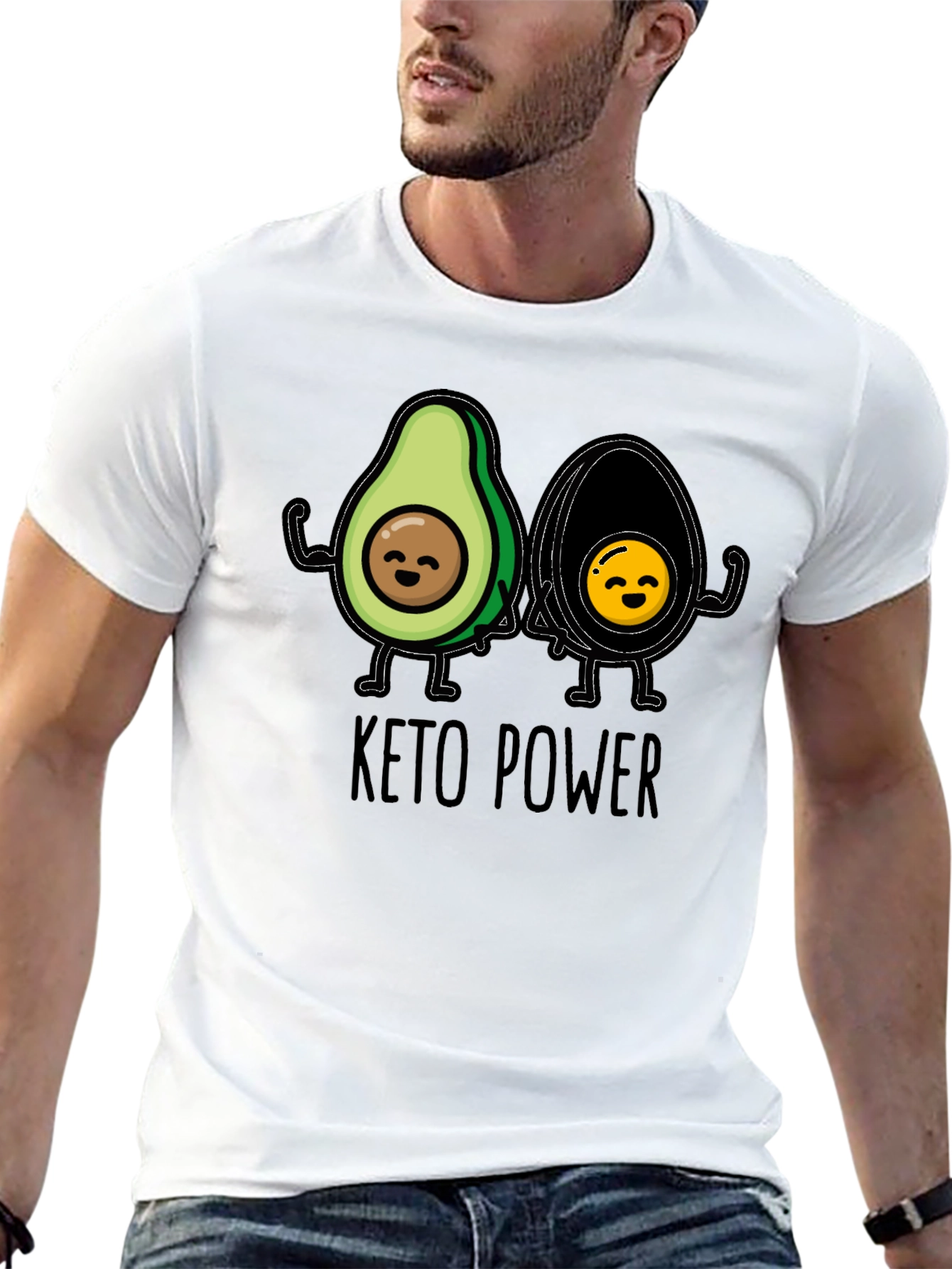 Keto Power Avocado Graphic Black T-Shirt