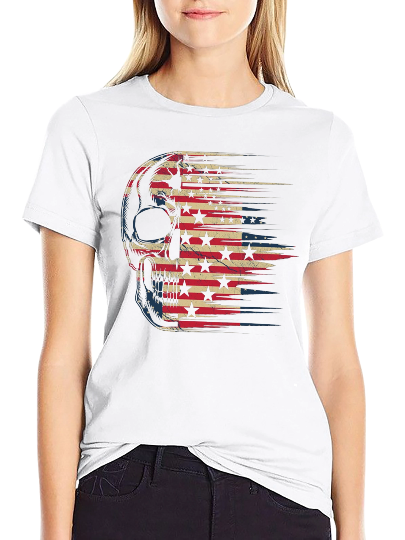 American Flag Skull Graphic T-Shirt