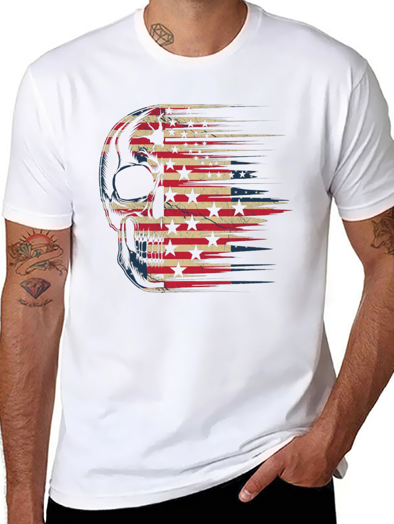American Flag Skull Graphic T-Shirt