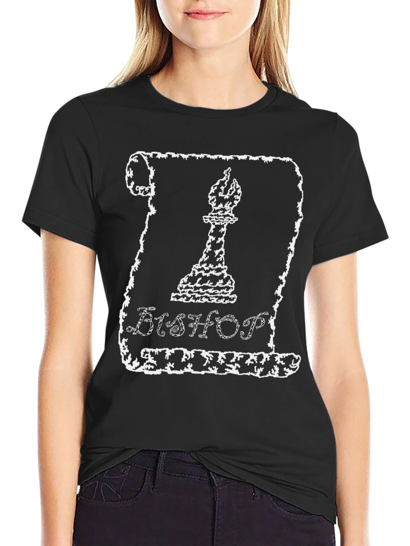 Bishop Chess Piece Graphic T-Shirt - Black