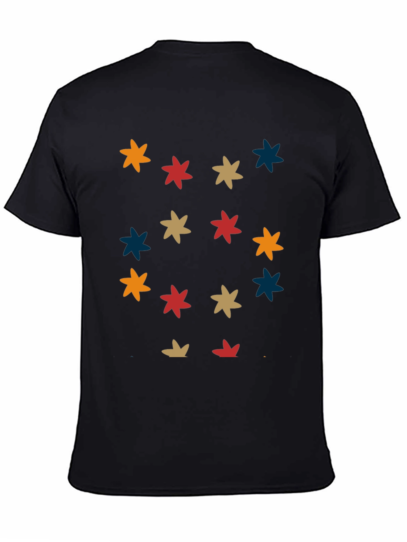 Retro Starburst Pattern Black T-Shirt