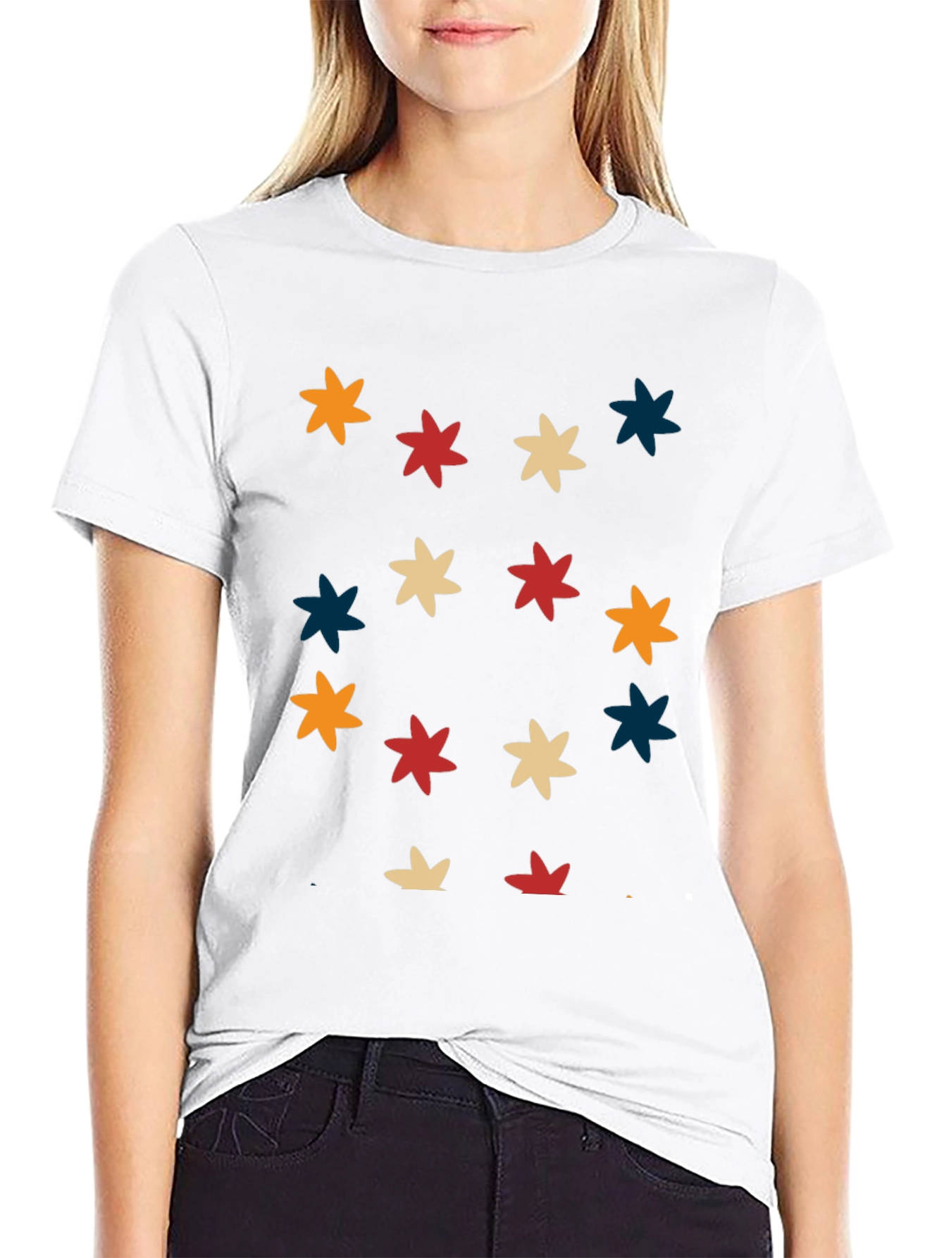 Retro Starburst Pattern Black T-Shirt