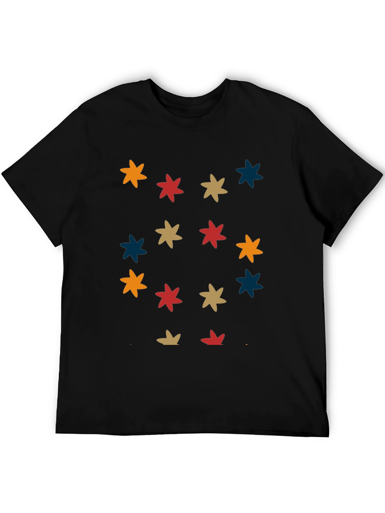 Retro Starburst Pattern Black T-Shirt