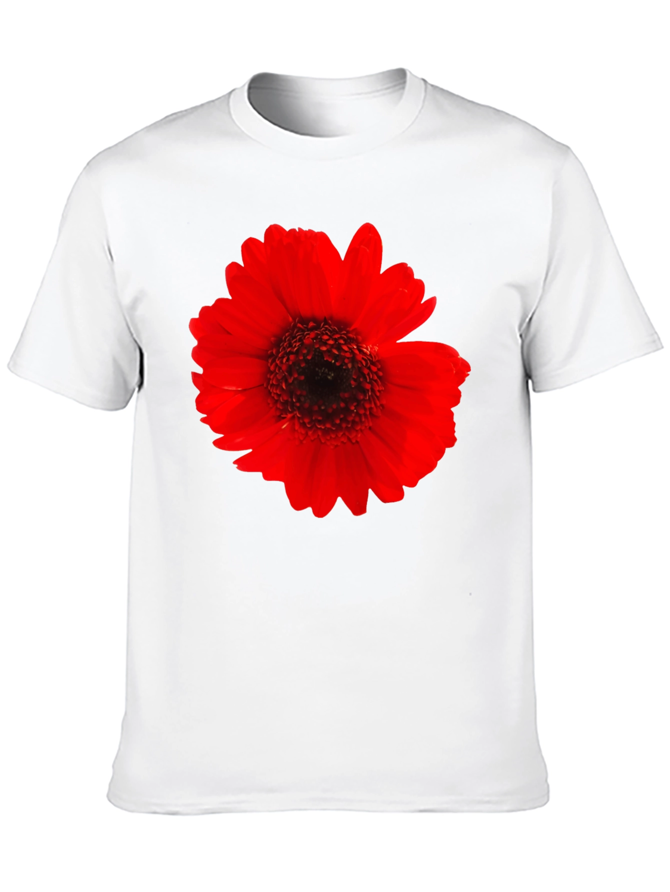Bold Red Flower Graphic Black T-Shirt