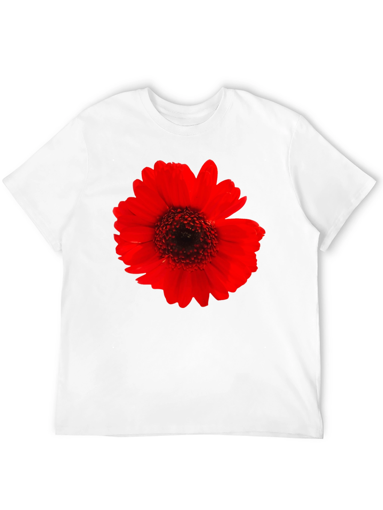 Bold Red Flower Graphic Black T-Shirt
