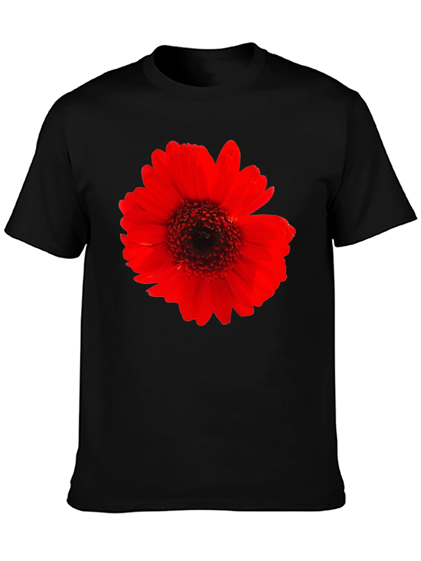 Bold Red Flower Graphic Black T-Shirt