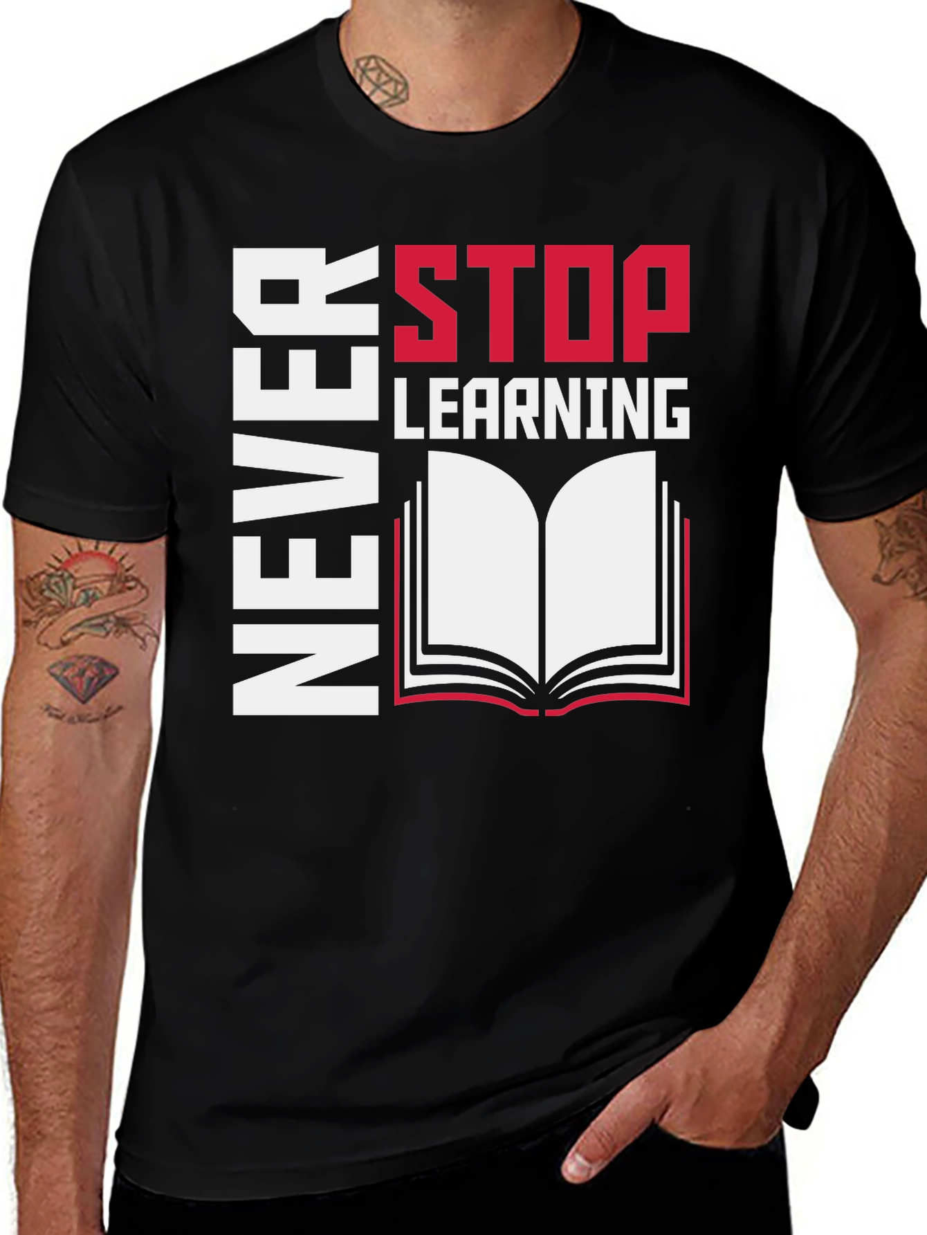 Never Stop Learning Graphic Tee - Read On!