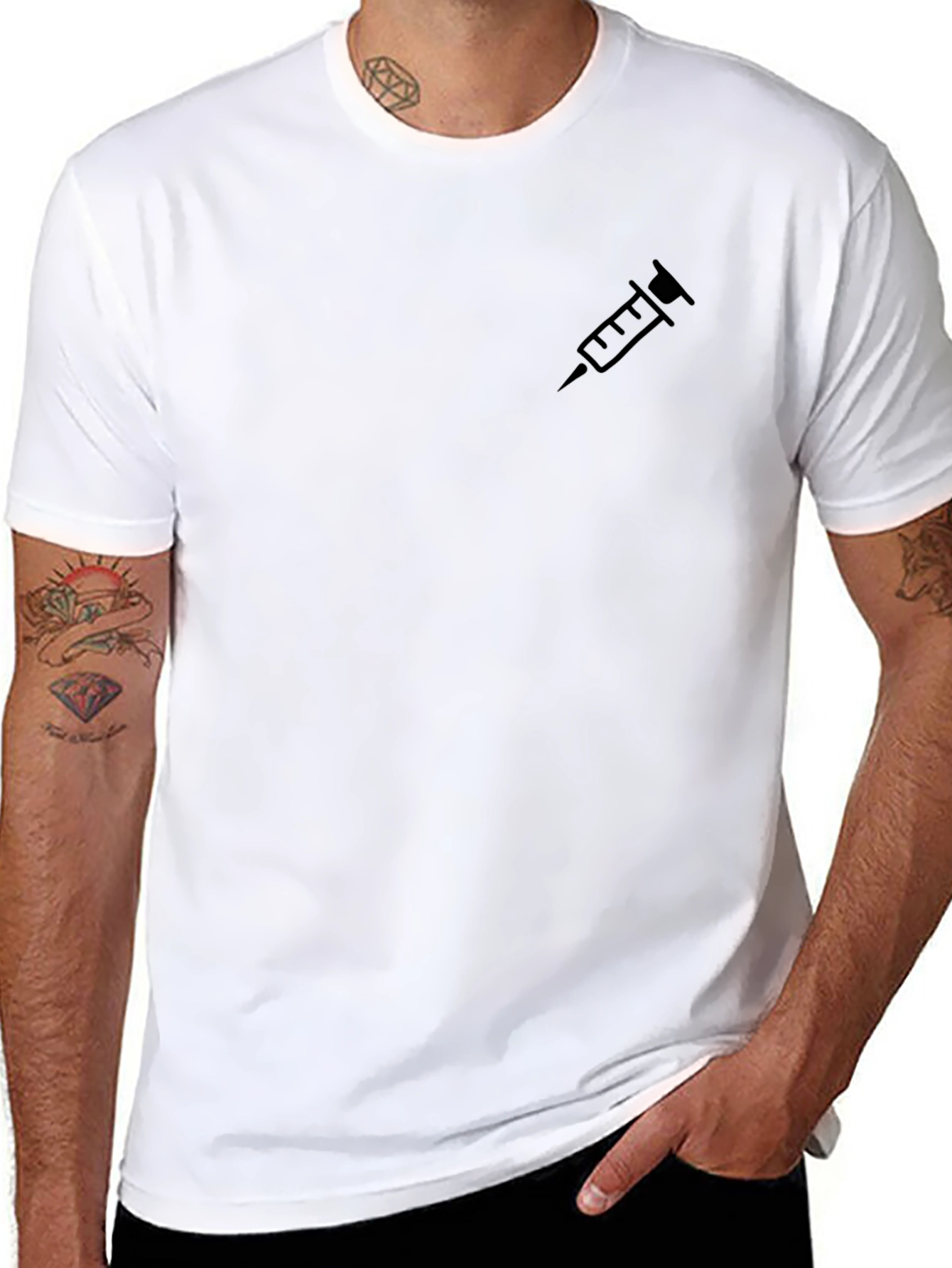 Injection Syringe Graphic Tee - Black Cotton T-Shirt