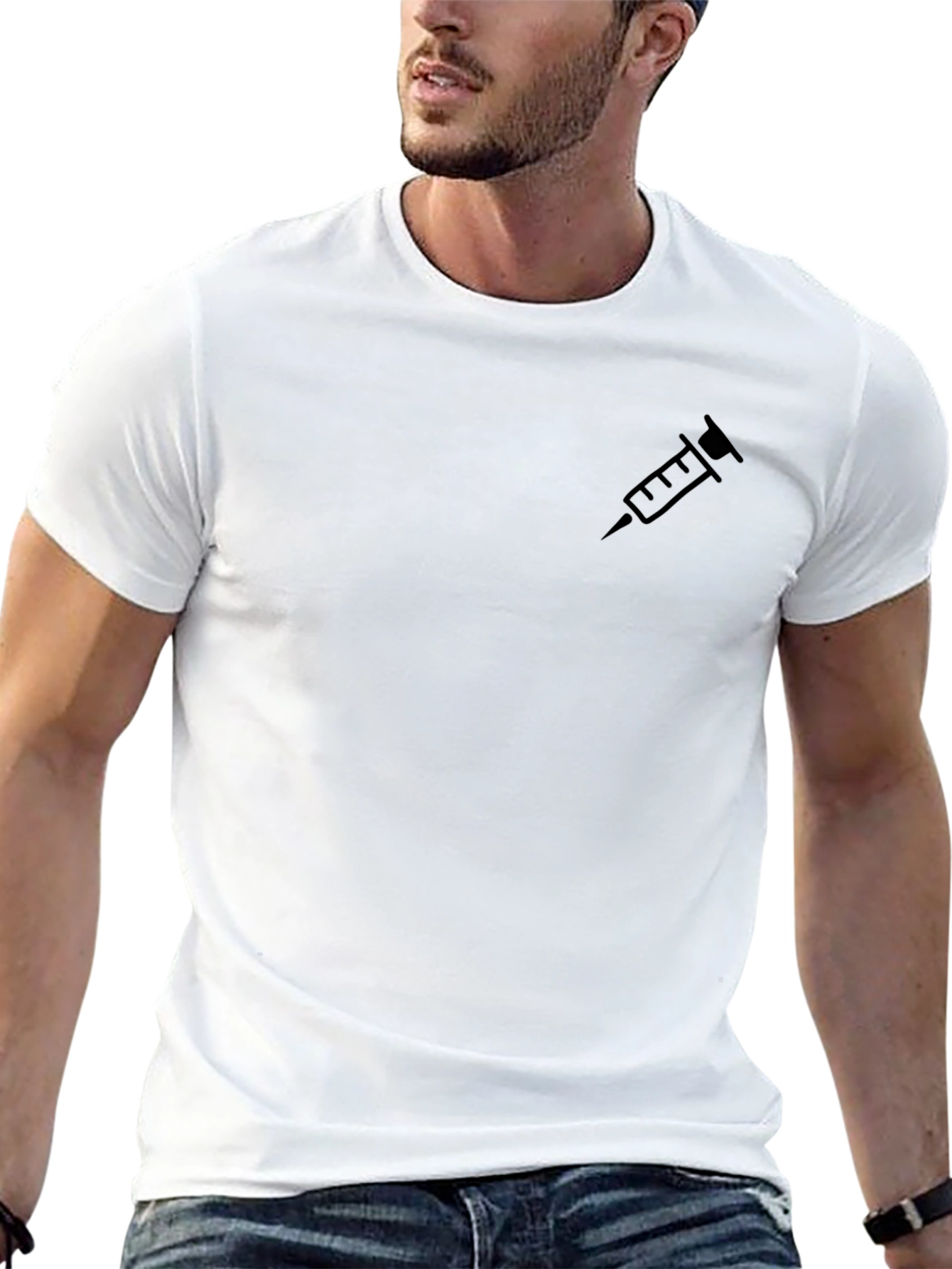 Injection Syringe Graphic Tee - Black Cotton T-Shirt