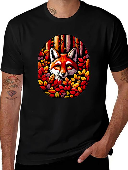 Fox in Autumn Leaves Graphic Tee - Nature Inspired Design