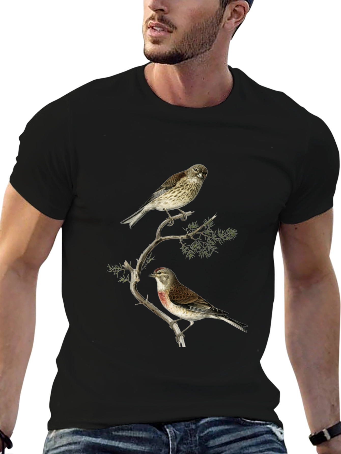 Birds on Branch Graphic Tee - Black