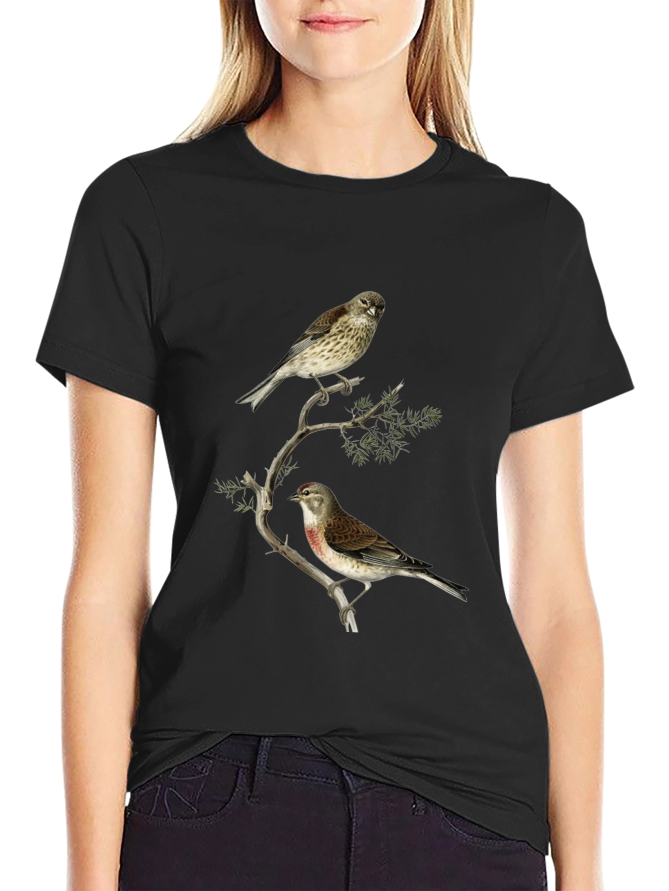Birds on Branch Graphic Tee - Black