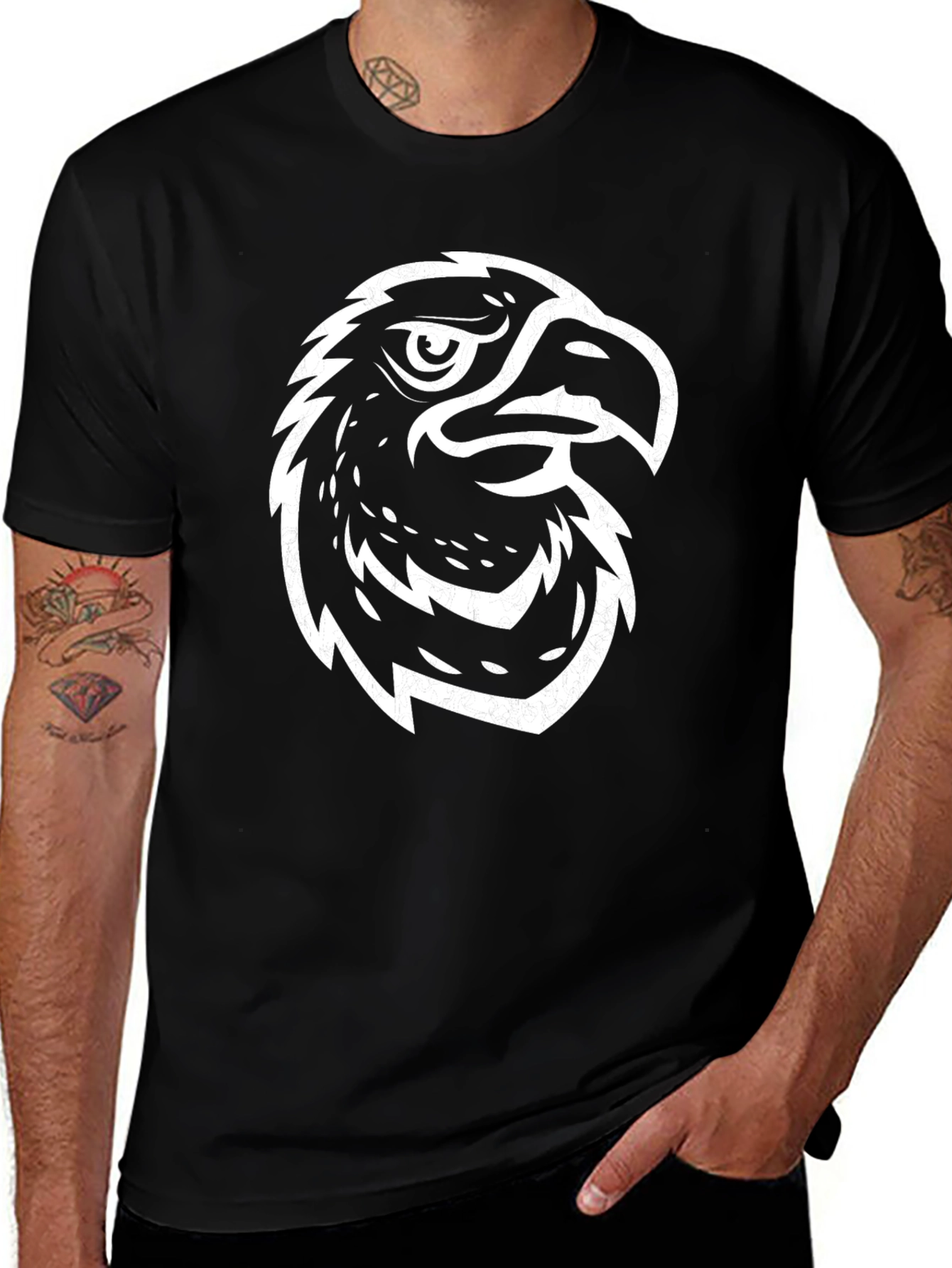 Bold Eagle Graphic Tee - Black Cotton Blend