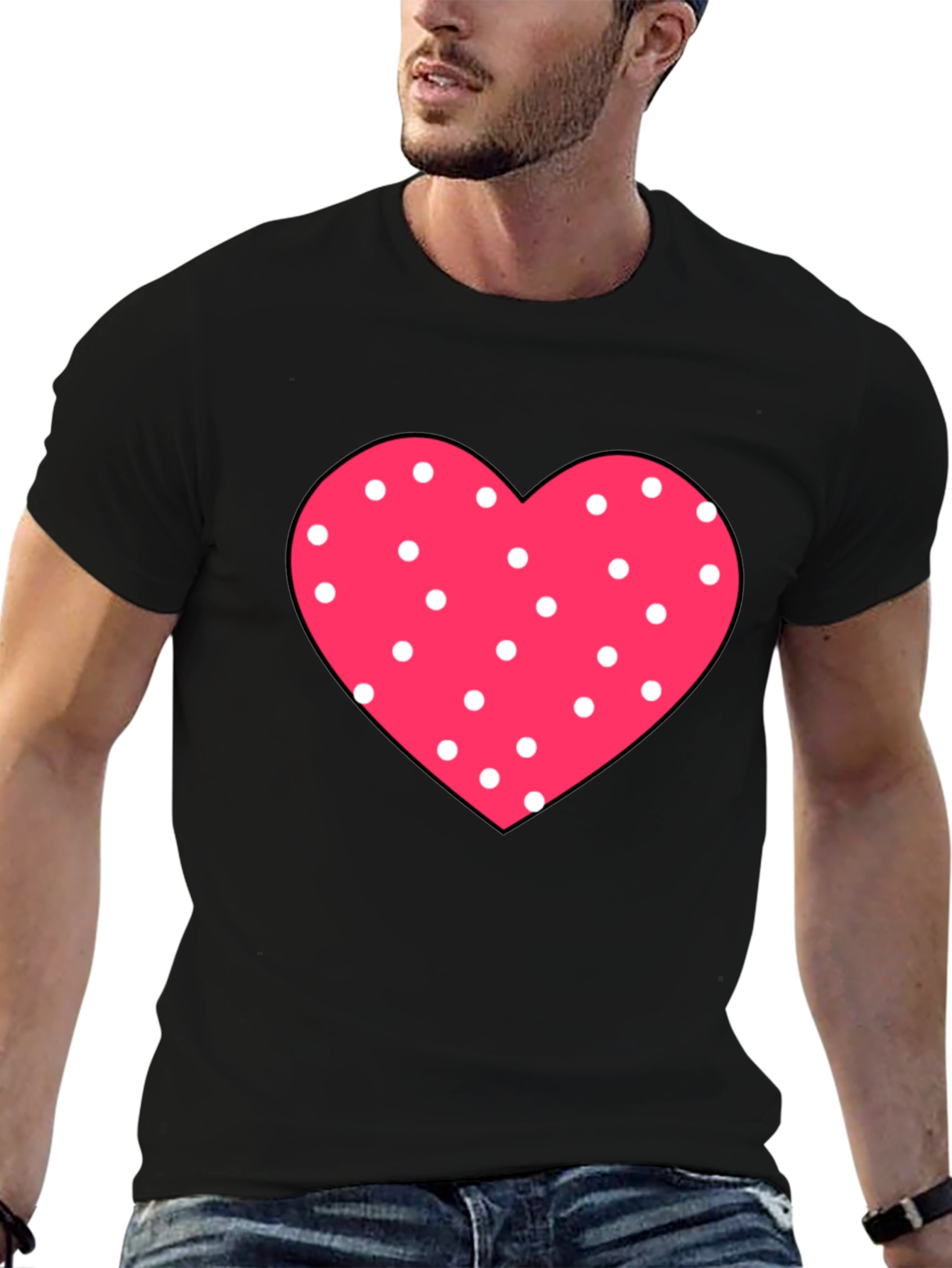 Heart Polka Dot Black Tee