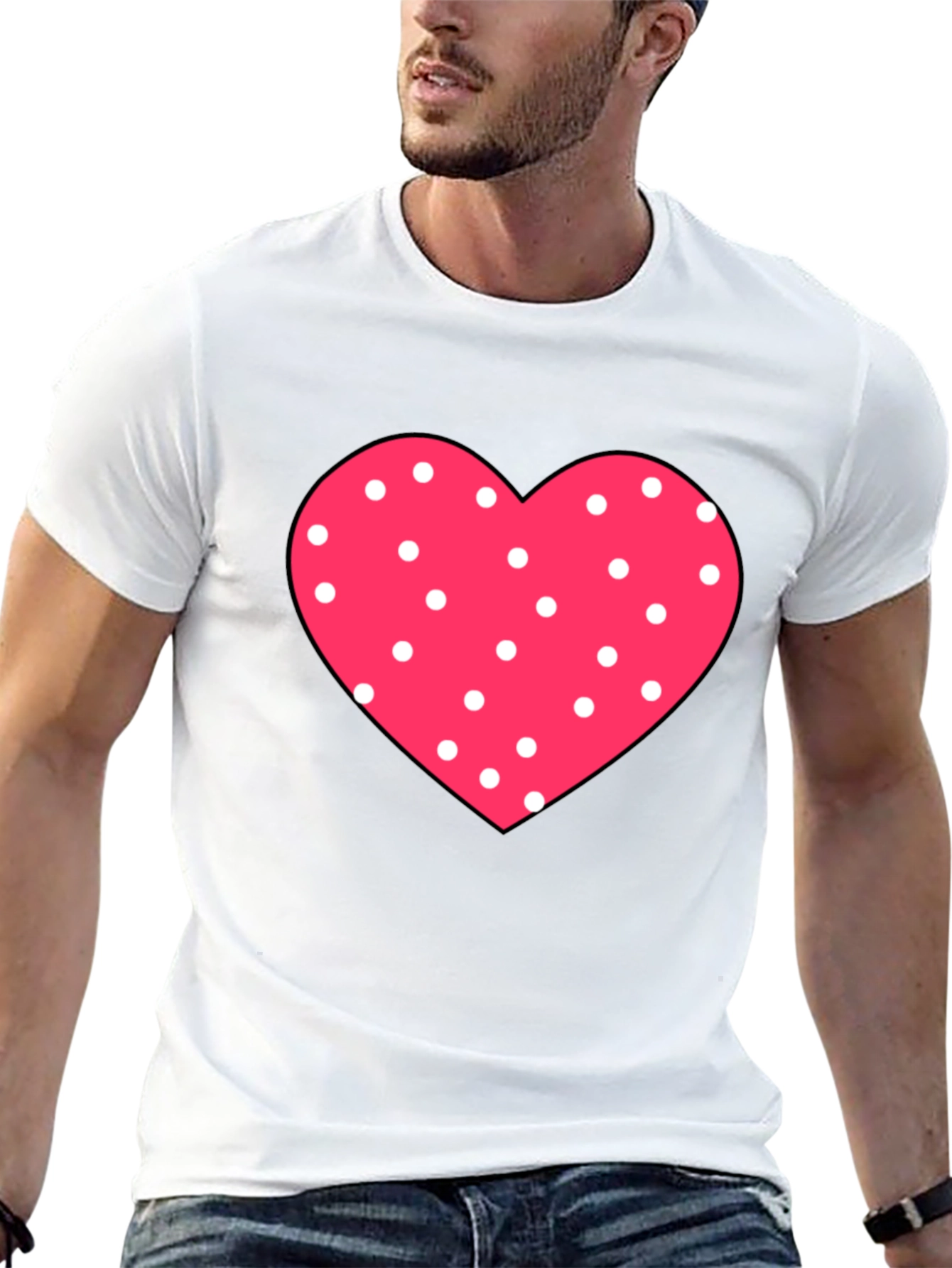 Heart Polka Dot Black Tee