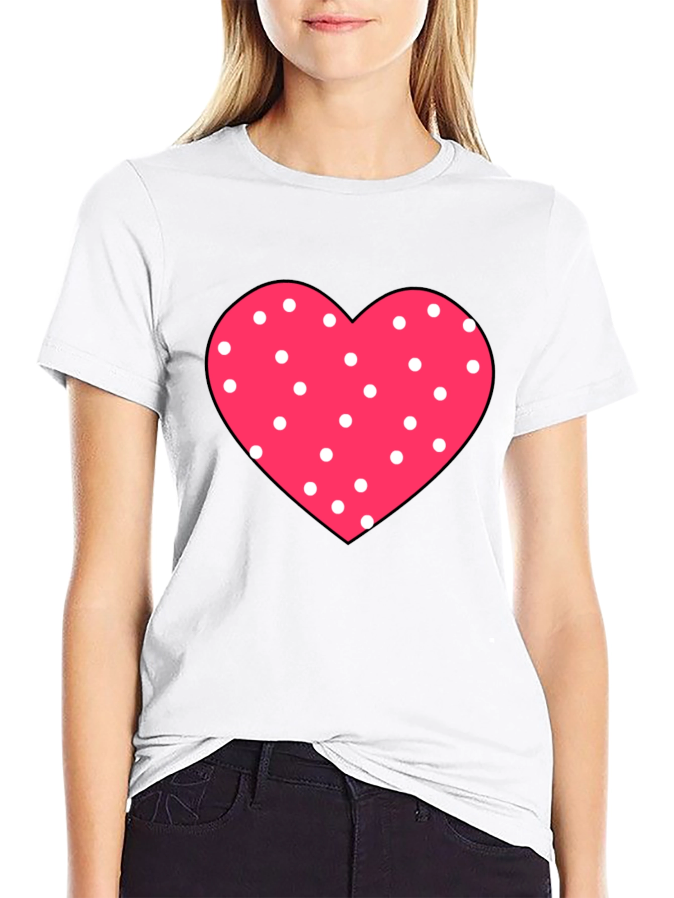Heart Polka Dot Black Tee