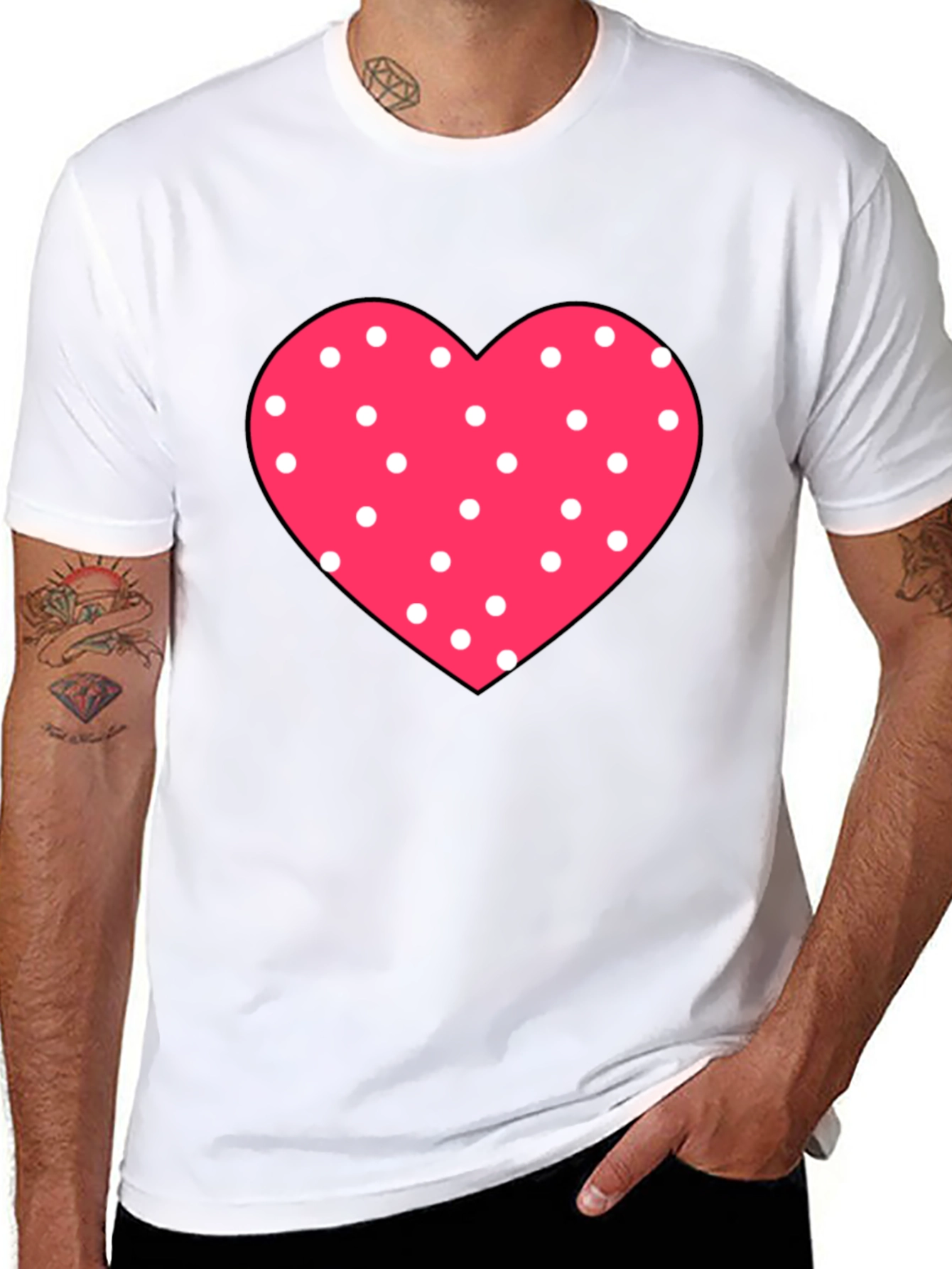 Heart Polka Dot Black Tee