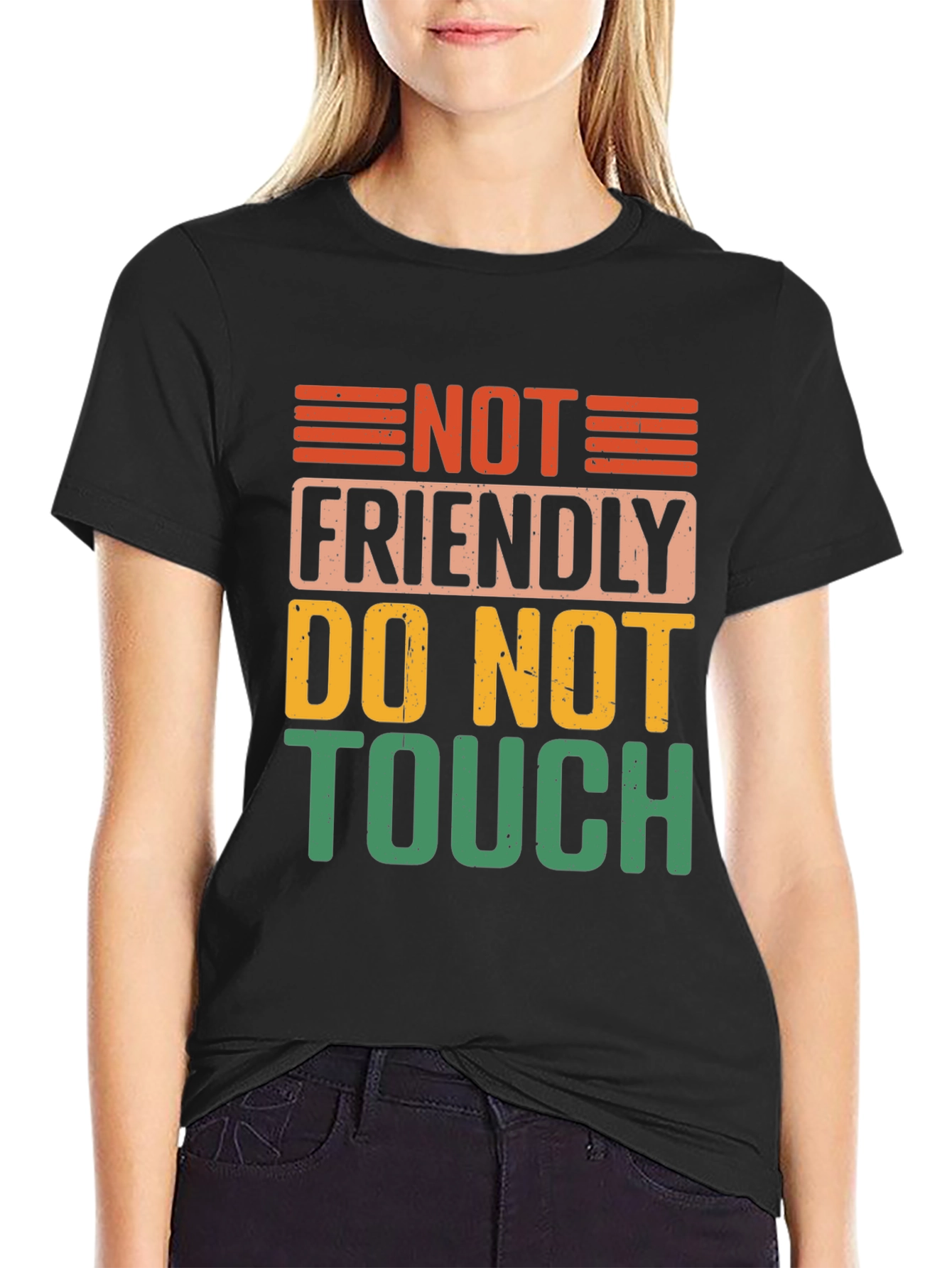 Not Friendly Do Not Touch Black Graphic Tee