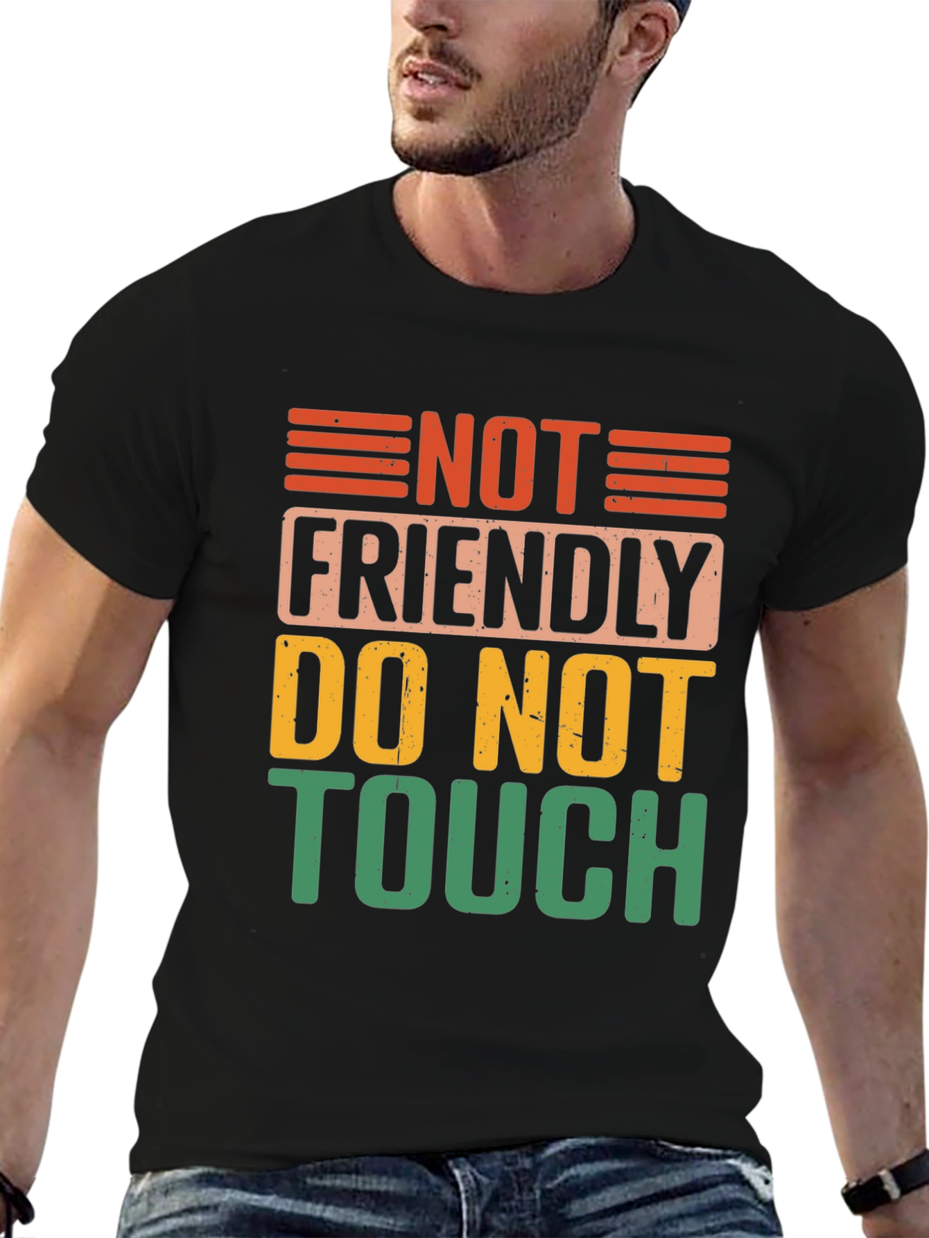 Not Friendly Do Not Touch Black Graphic Tee