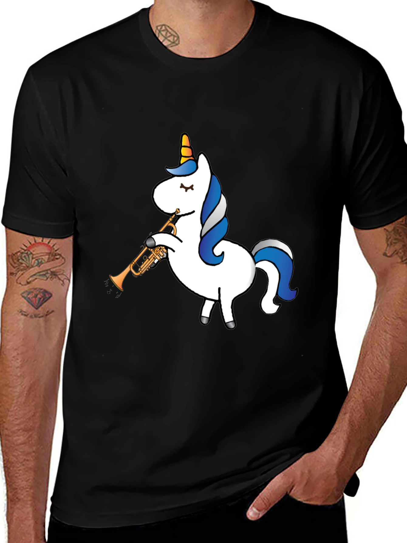 Unicorn Trumpet Black T-Shirt