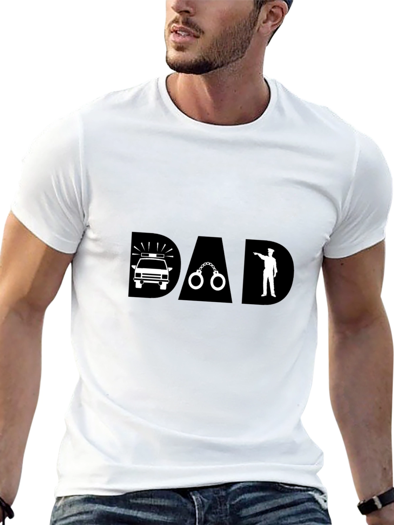 Police Dad Graphic T-Shirt - Black