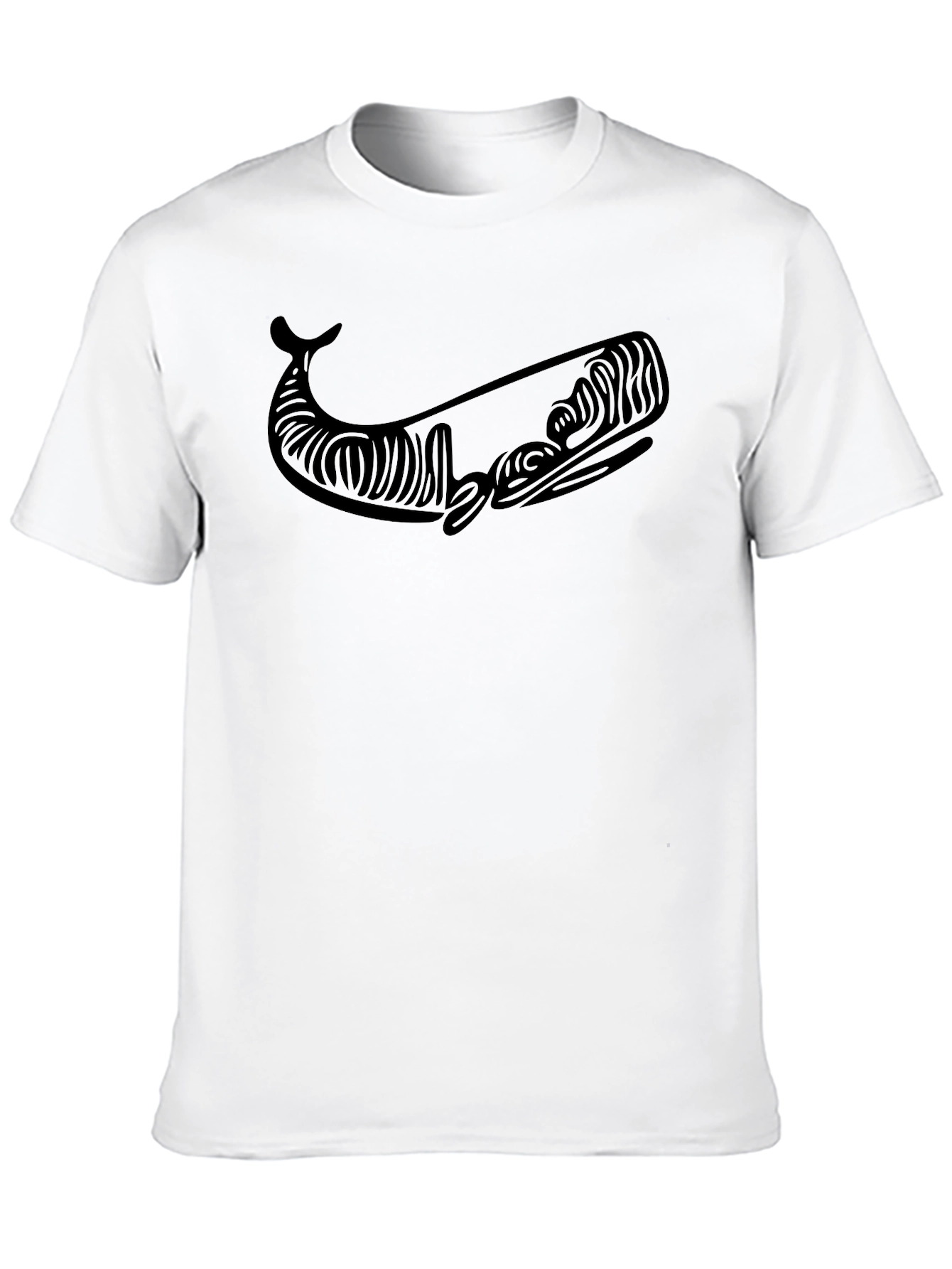 Black Whale Graphic Tee - Modern Tribal Style