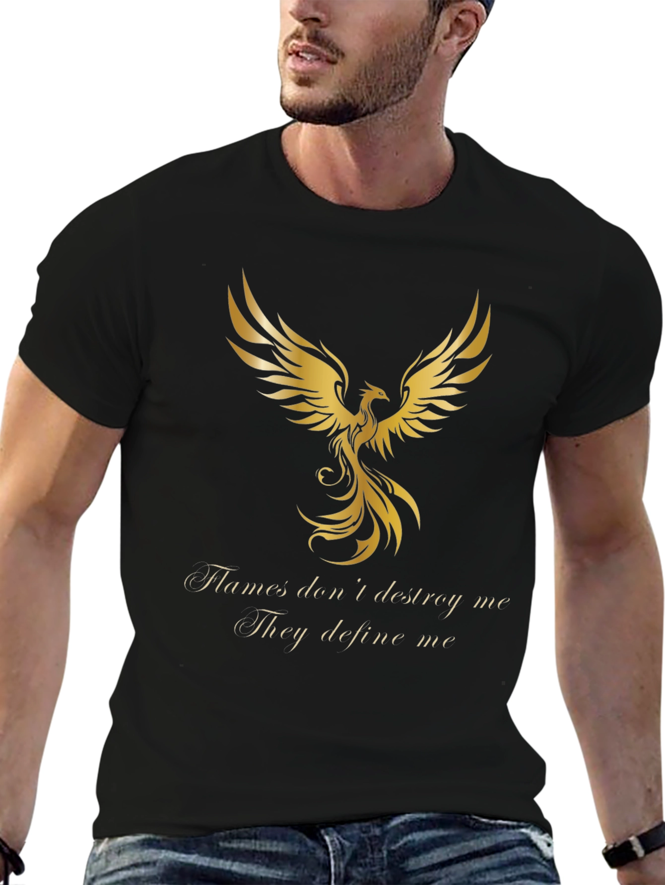 Phoenix Graphic Tee - Flames Dont Destroy Black T-Shirt