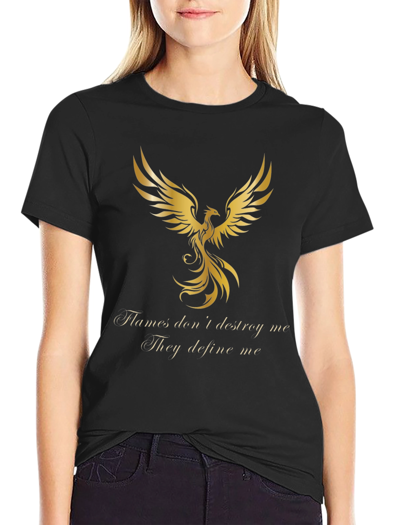 Phoenix Graphic Tee - Flames Dont Destroy Black T-Shirt