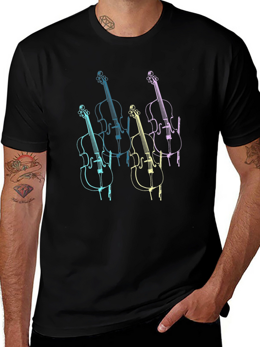 Colorful Cello Graphic Tee - Music Lover Shirt
