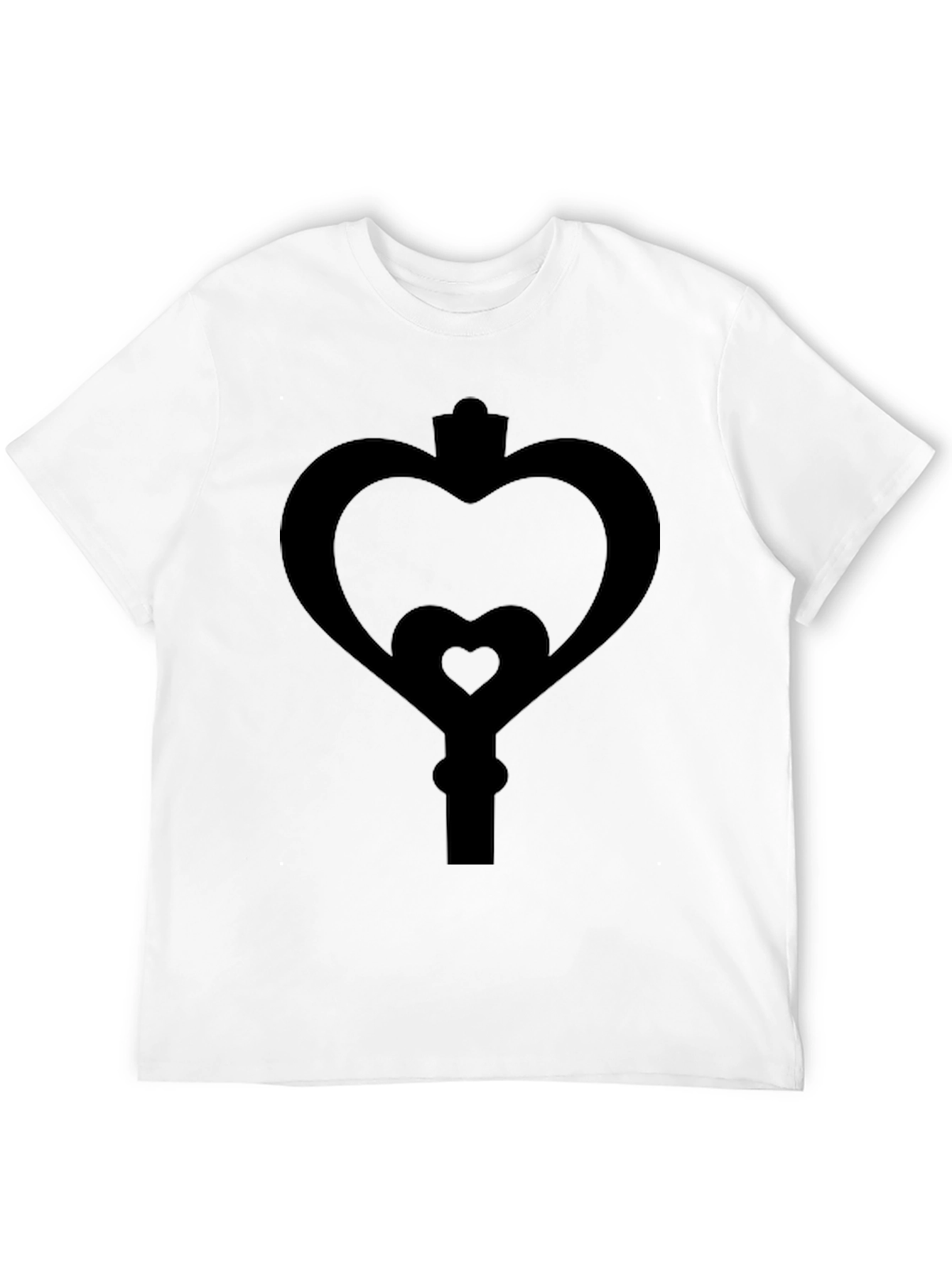 Heart Key Graphic Tee - Black Cotton Blend Shirt