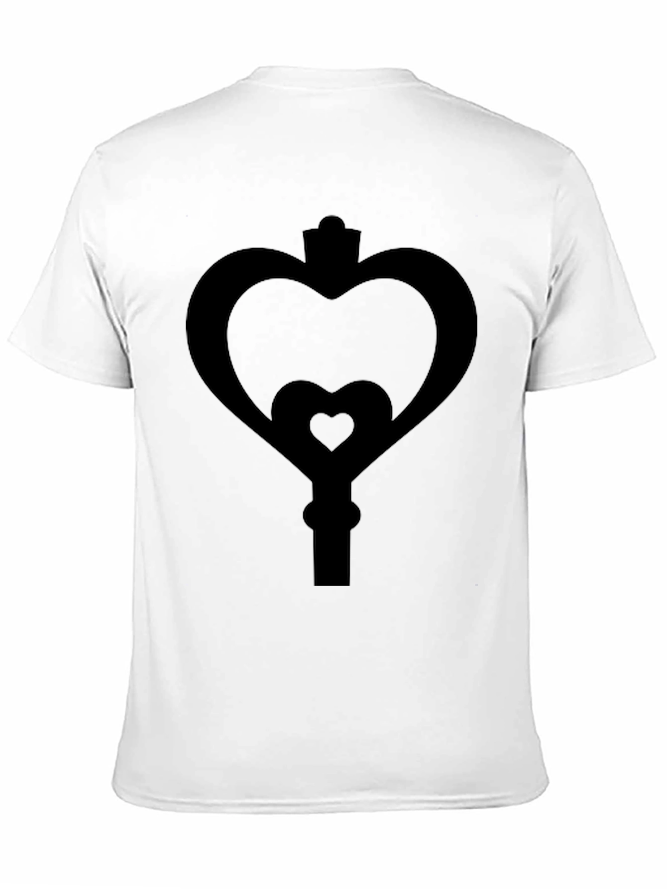 Heart Key Graphic Tee - Black Cotton Blend Shirt