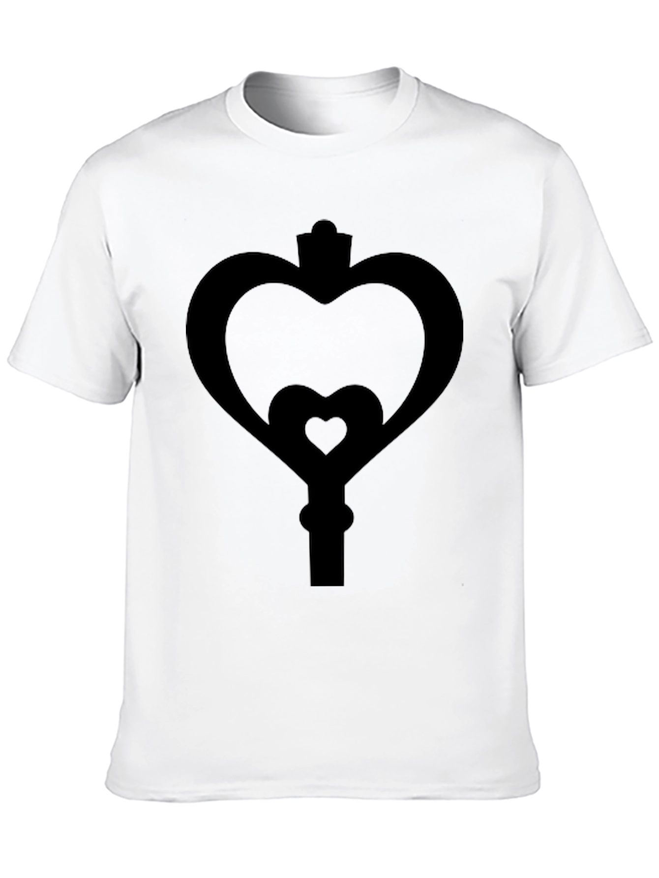 Heart Key Graphic Tee - Black Cotton Blend Shirt