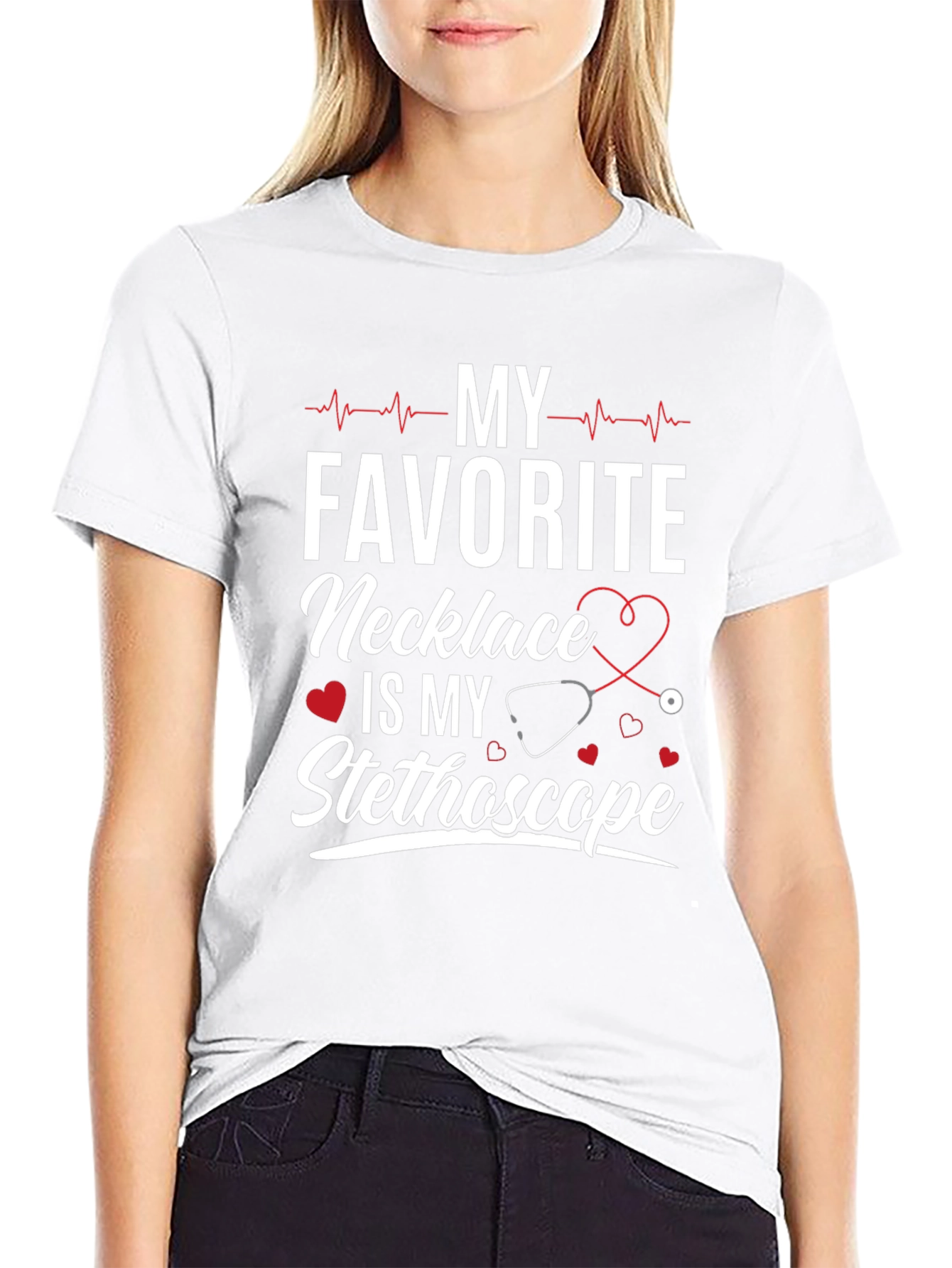 My Favorite Necklace Stethoscope Tee