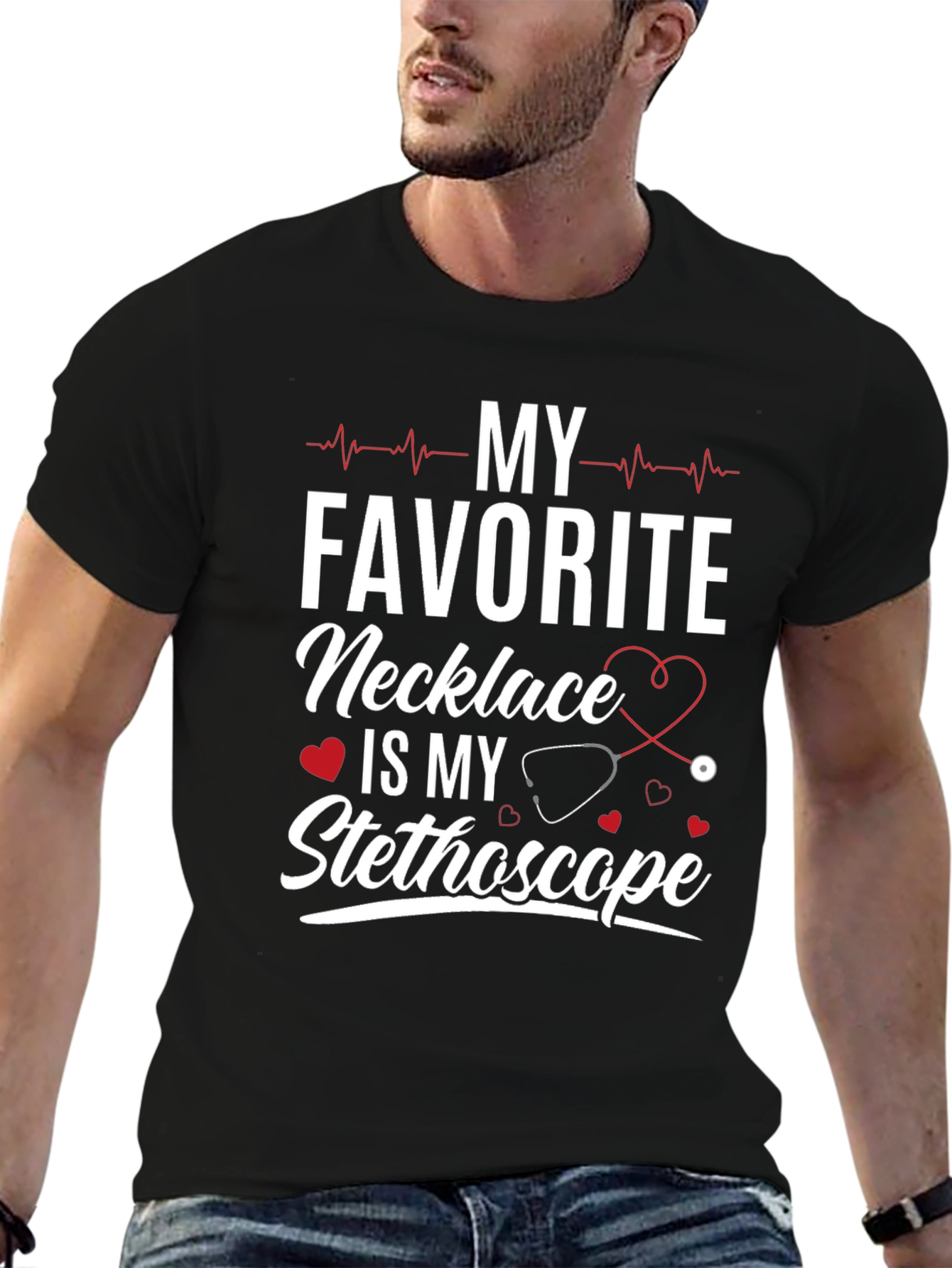 My Favorite Necklace Stethoscope Tee