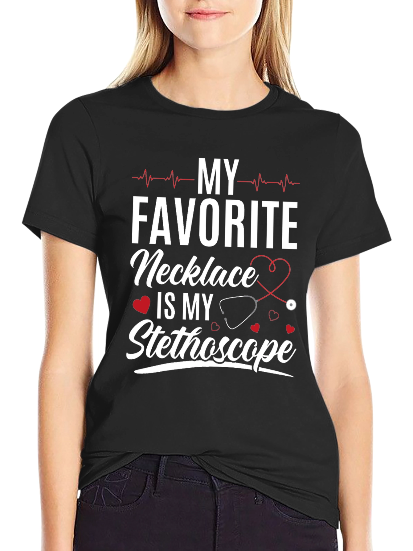 My Favorite Necklace Stethoscope Tee