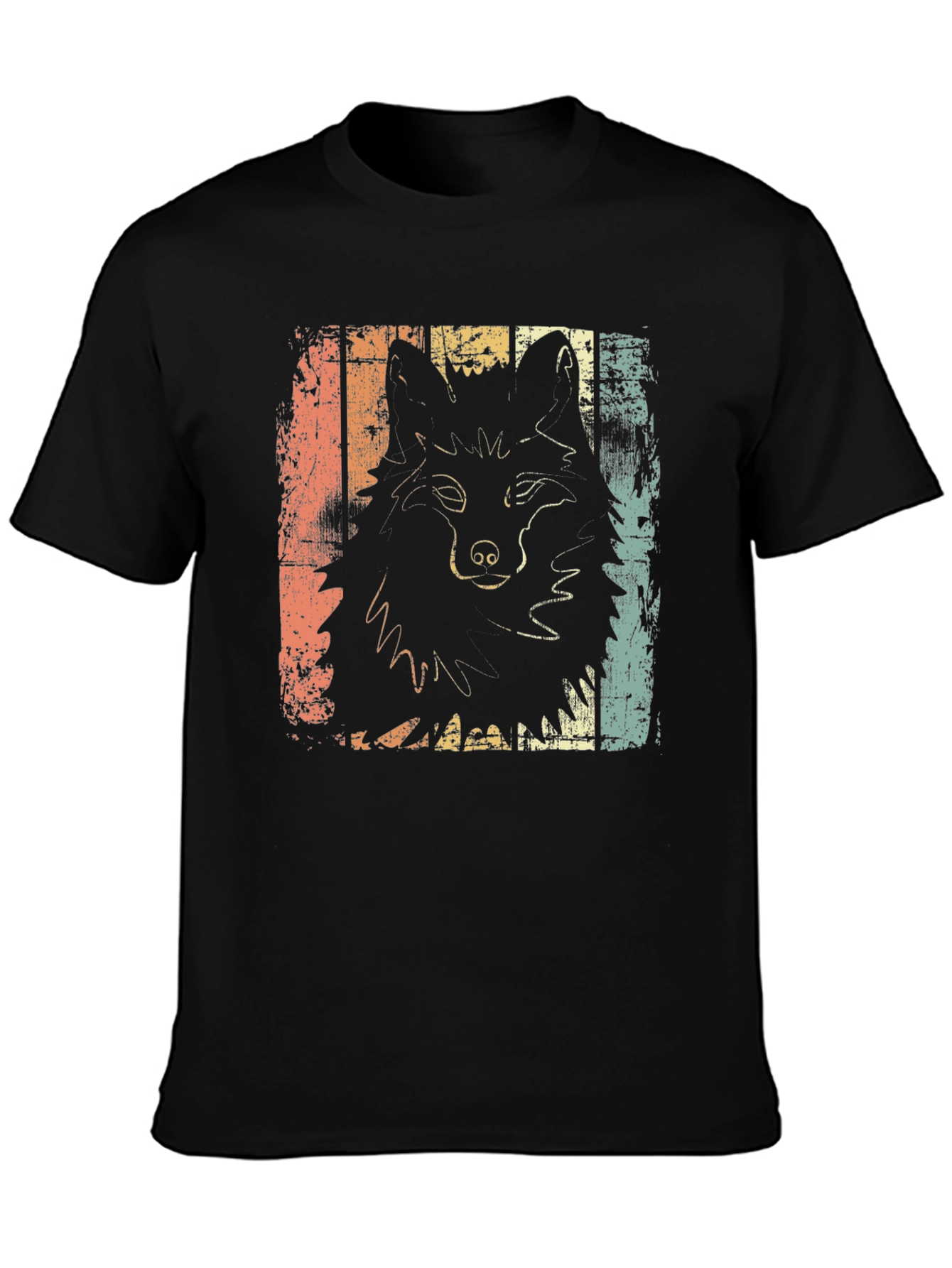 Retro Wolf Graphic Tee - Distressed Style