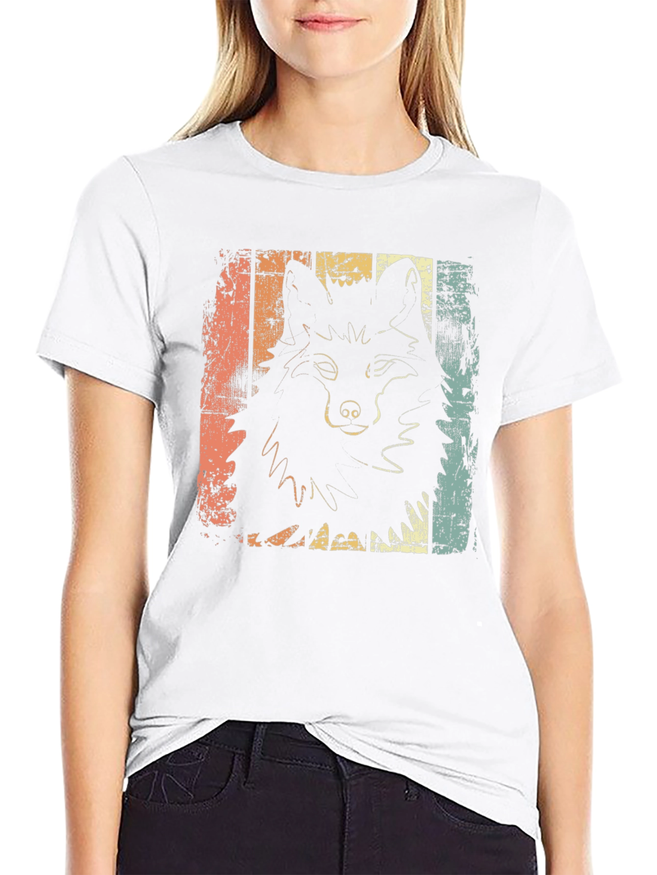 Retro Wolf Graphic Tee - Distressed Style