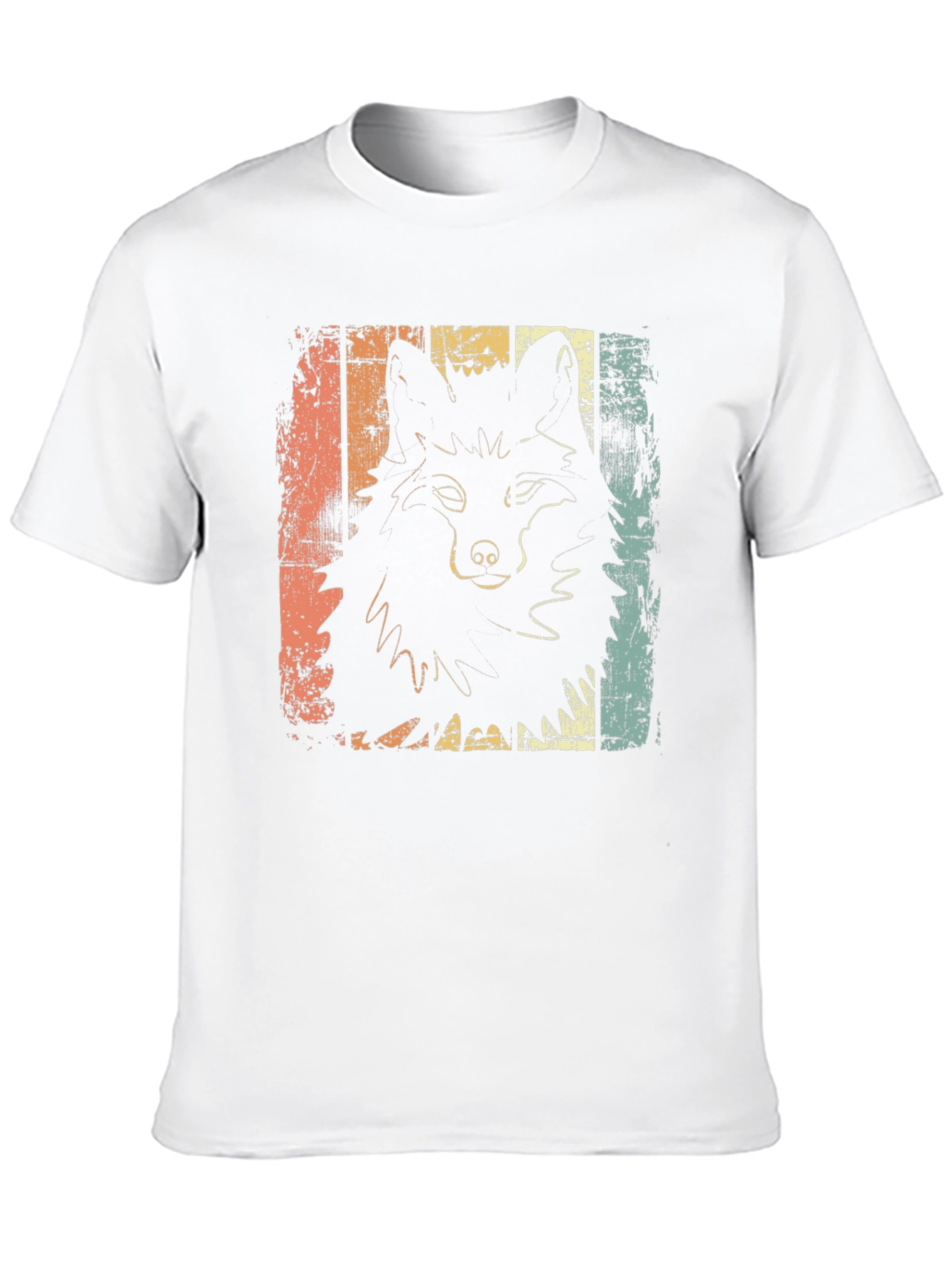 Retro Wolf Graphic Tee - Distressed Style