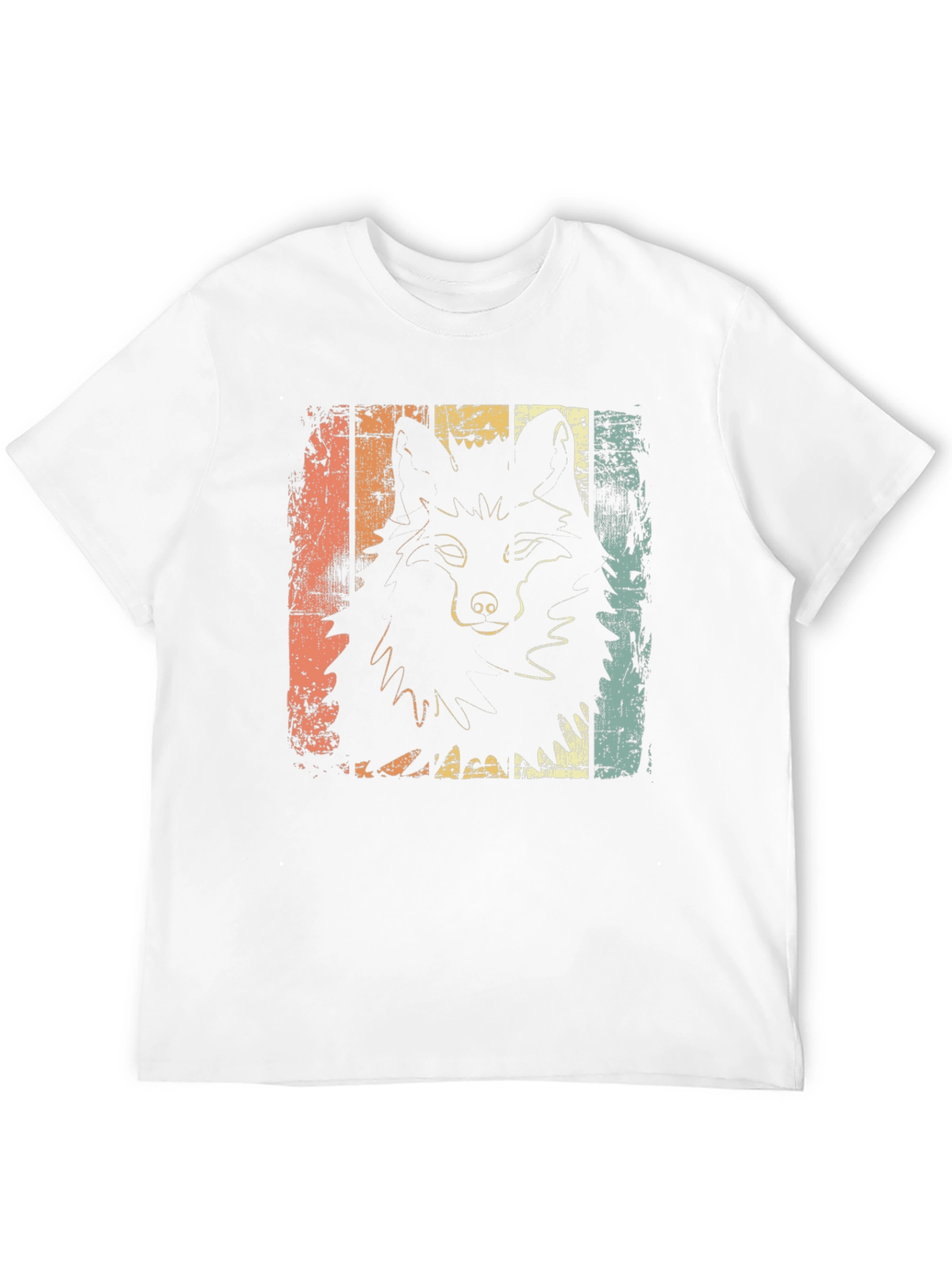 Retro Wolf Graphic Tee - Distressed Style