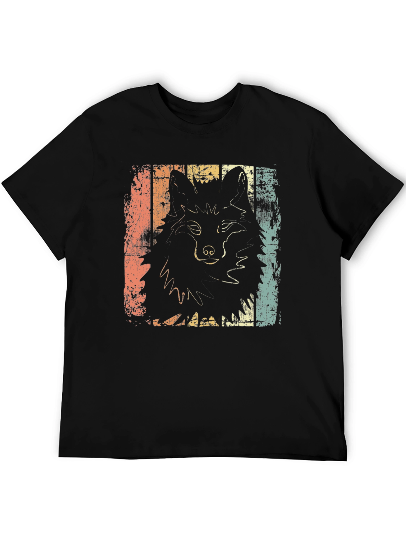 Retro Wolf Graphic Tee - Distressed Style
