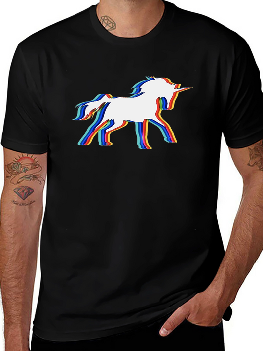 Unicorn Glitch Black T-Shirt - Stylish Graphic Tee