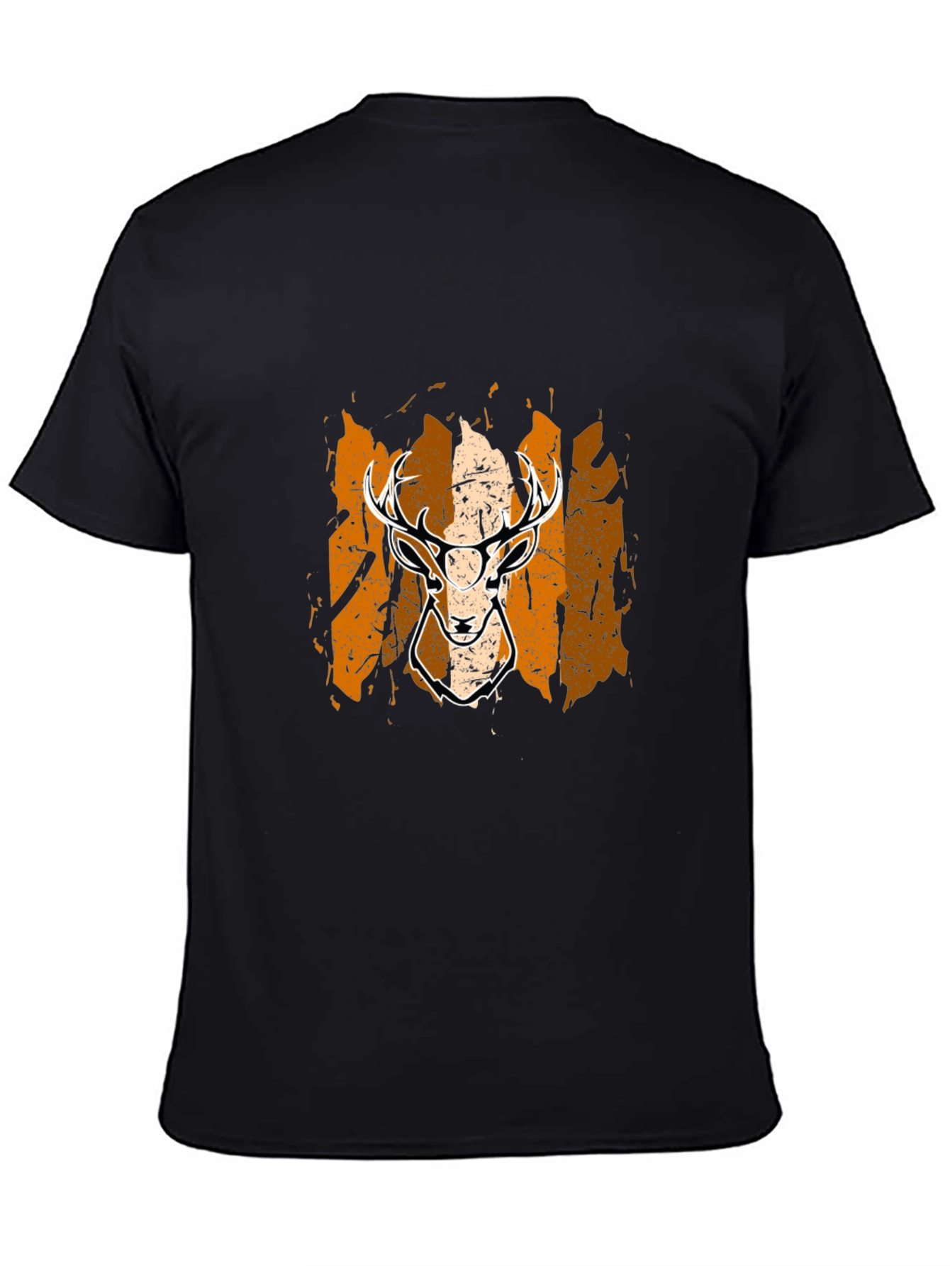 Deer Graphic Tee - Black Cotton Blend Casual Shirt