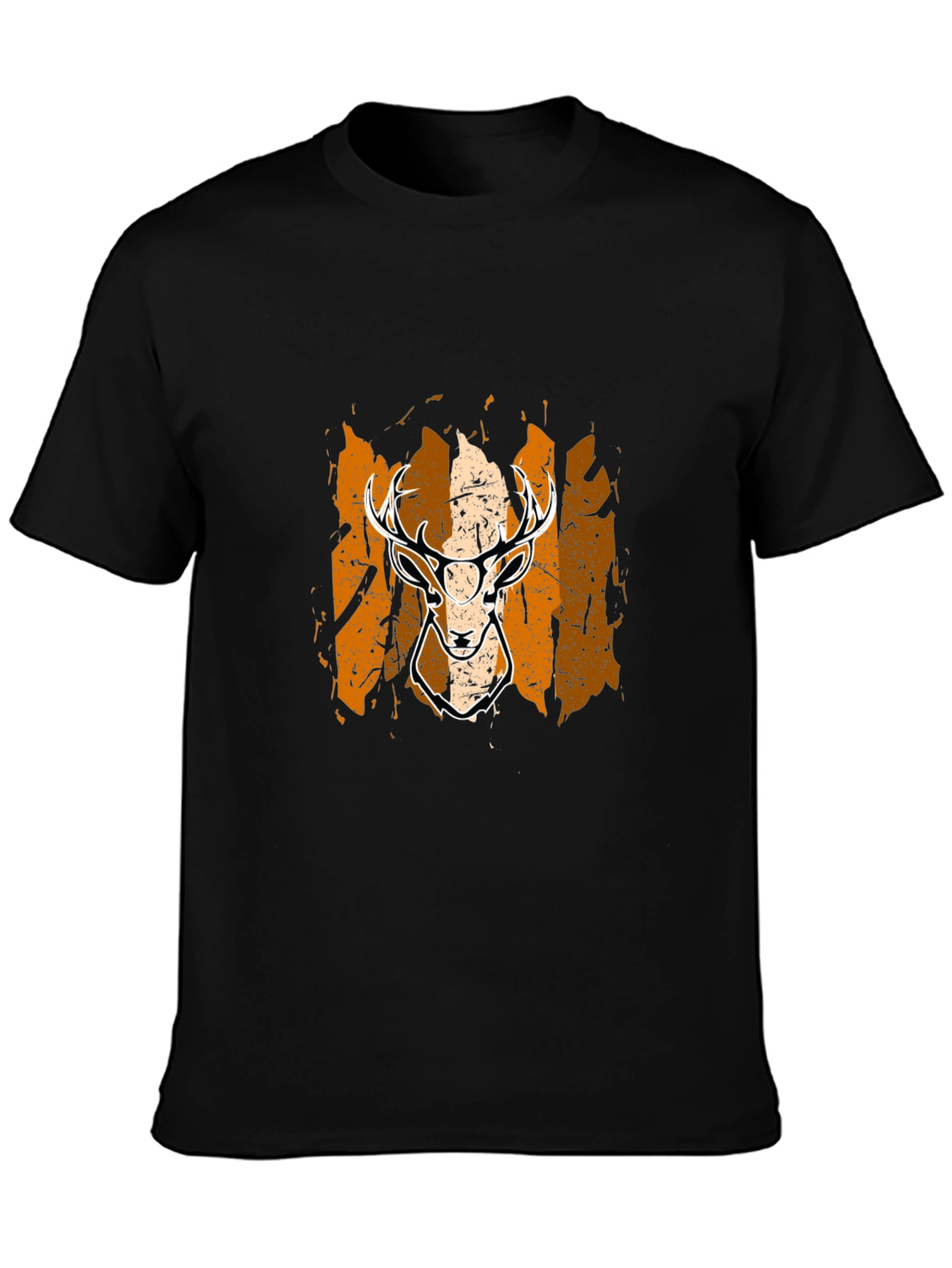 Deer Graphic Tee - Black Cotton Blend Casual Shirt