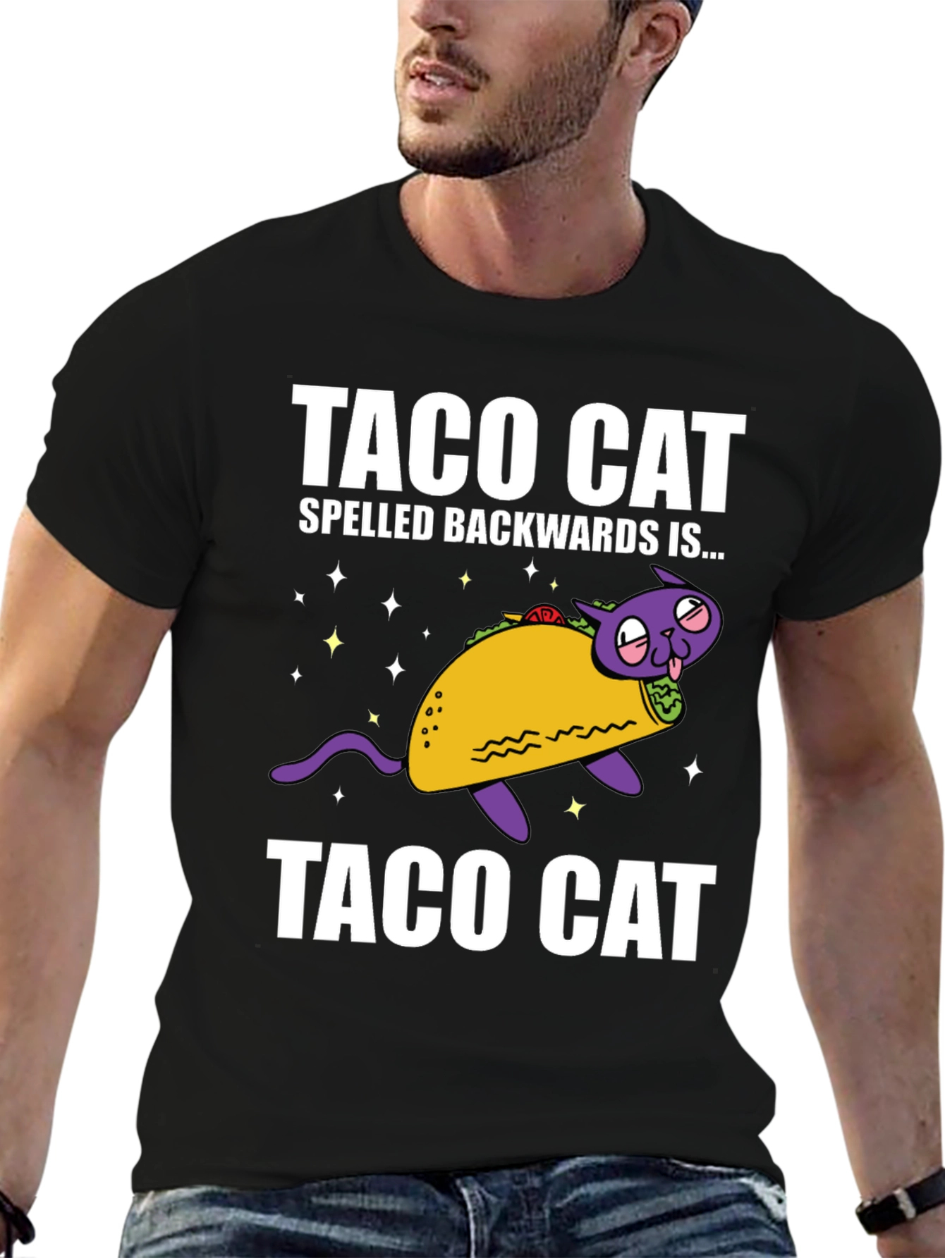 Taco Cat Funny Graphic Tee - Spelled Backwards!
