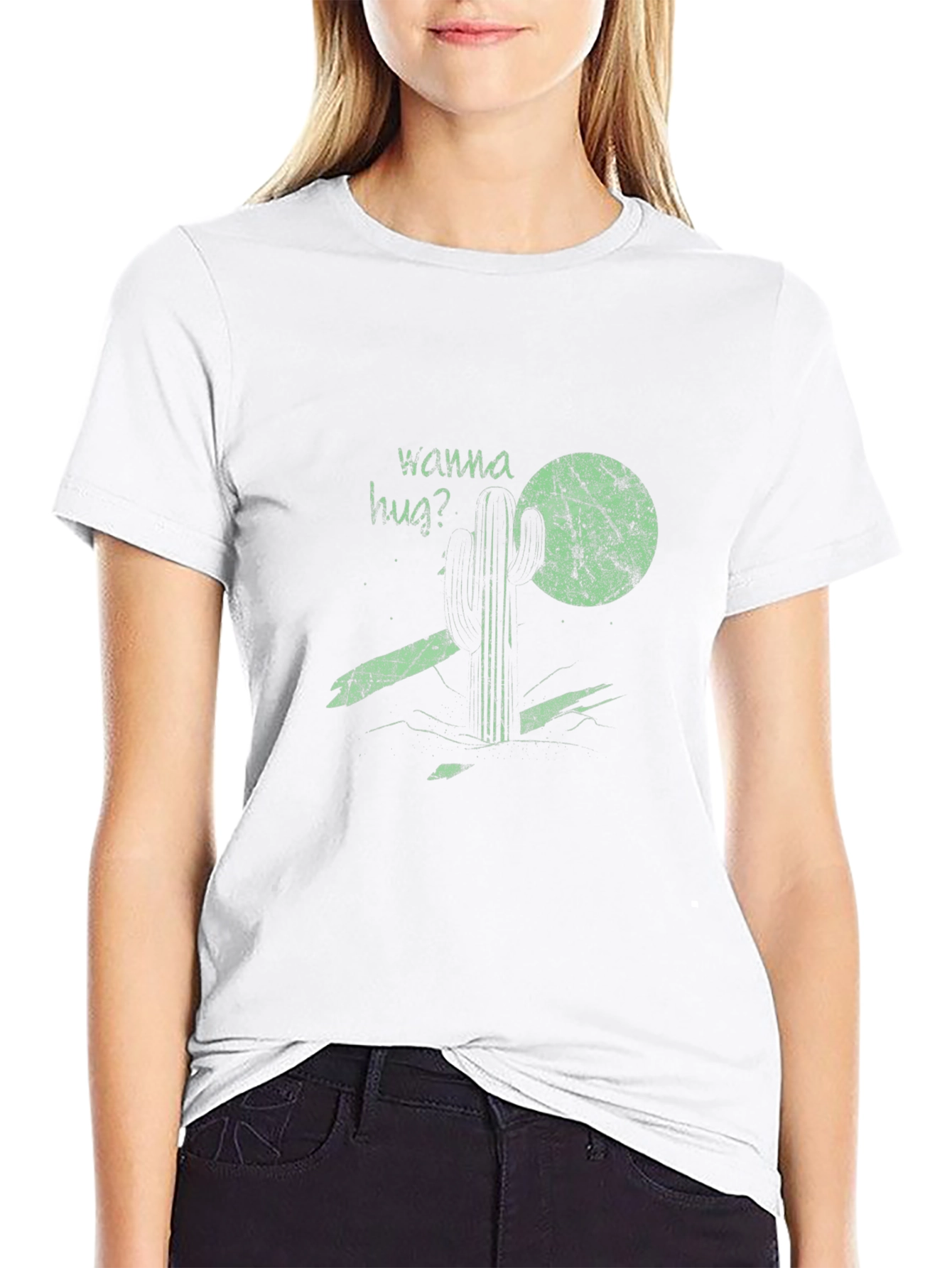 Wanna Hug? Cactus Graphic Tee - Black