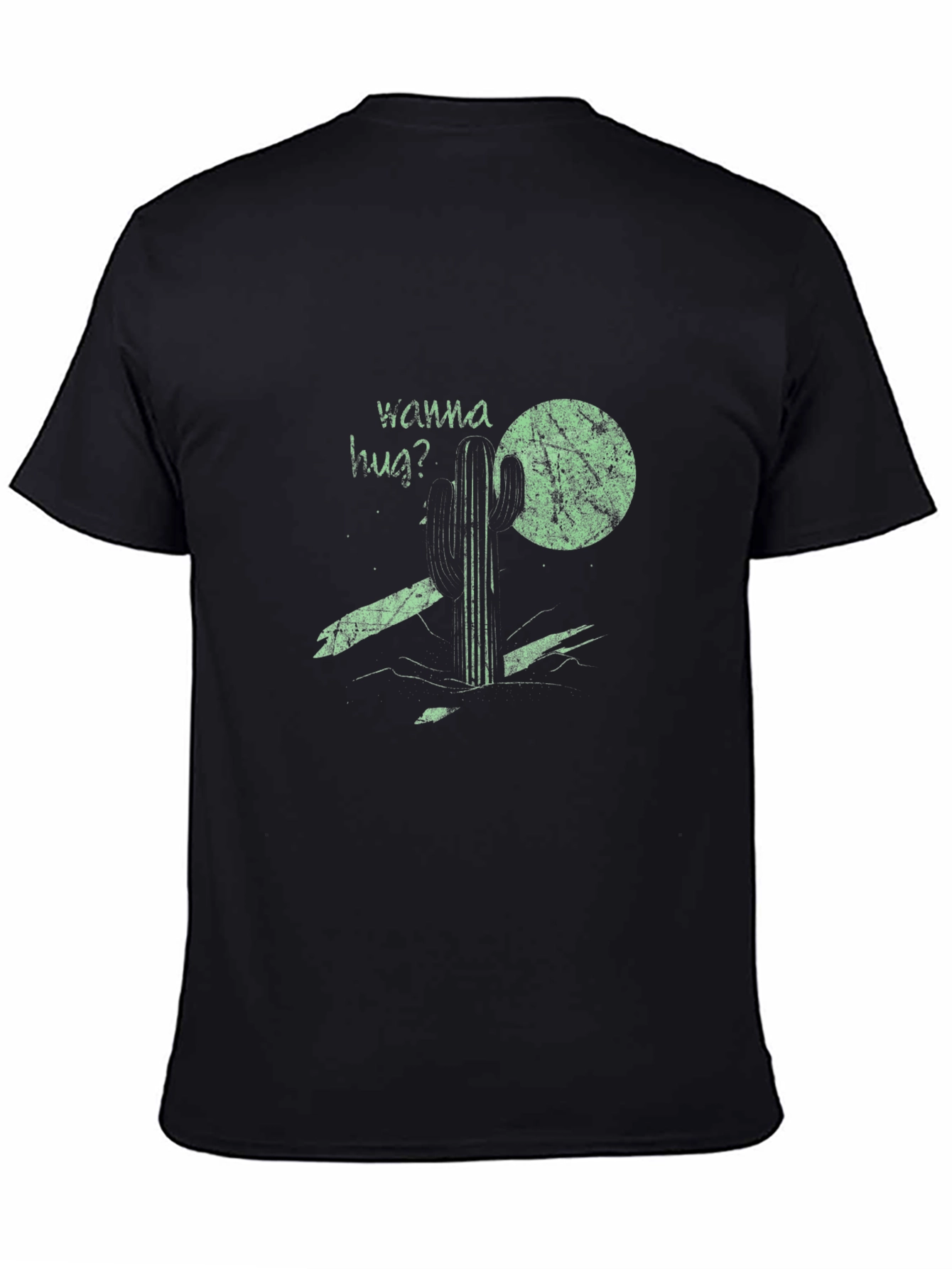 Wanna Hug? Cactus Graphic Tee - Black