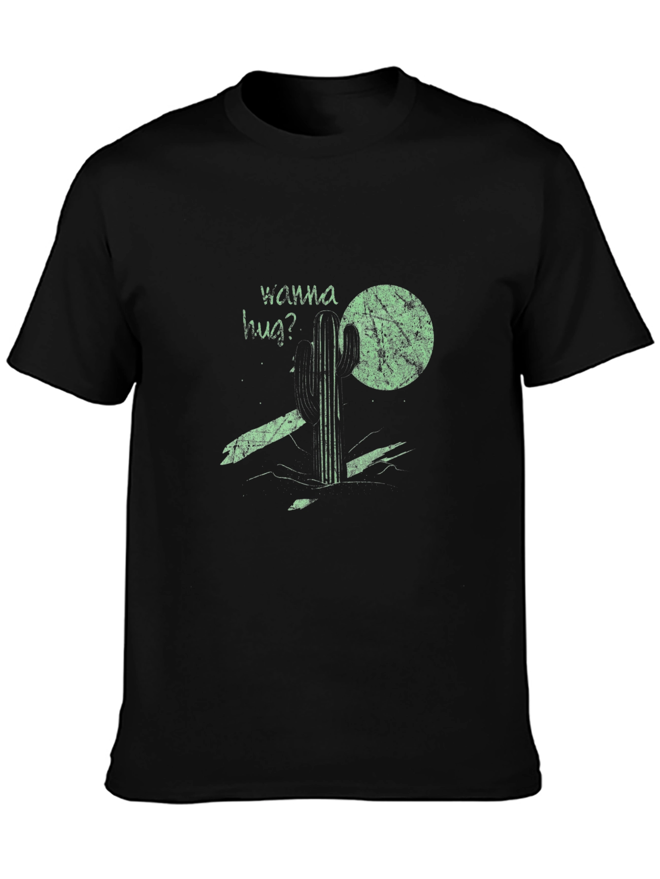 Wanna Hug? Cactus Graphic Tee - Black